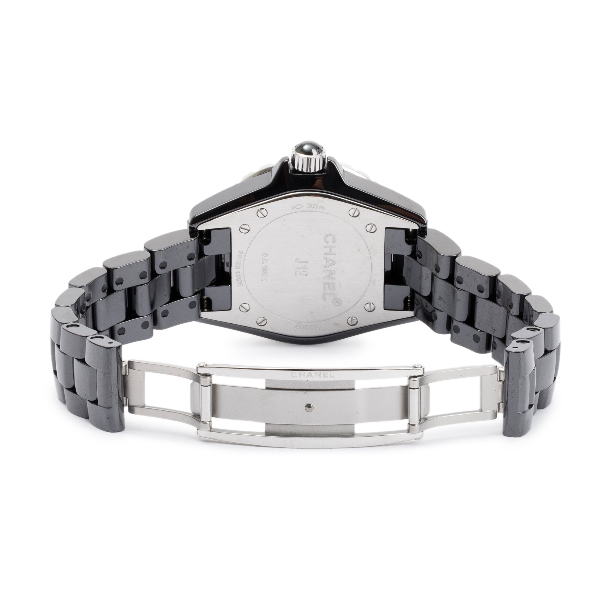 Chanel Black Ceramic 33 MM J12 Diamond Dial Watch w/ Box & Receipt