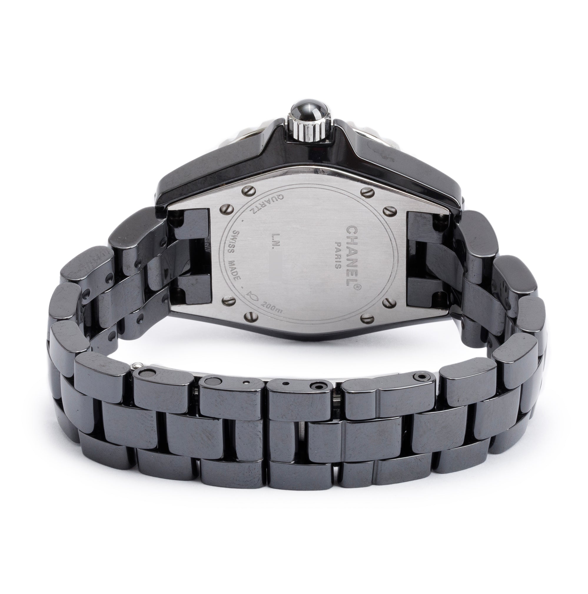 Chanel Black Ceramic 33 MM J12 Quartz Watch H0682 w/ Box