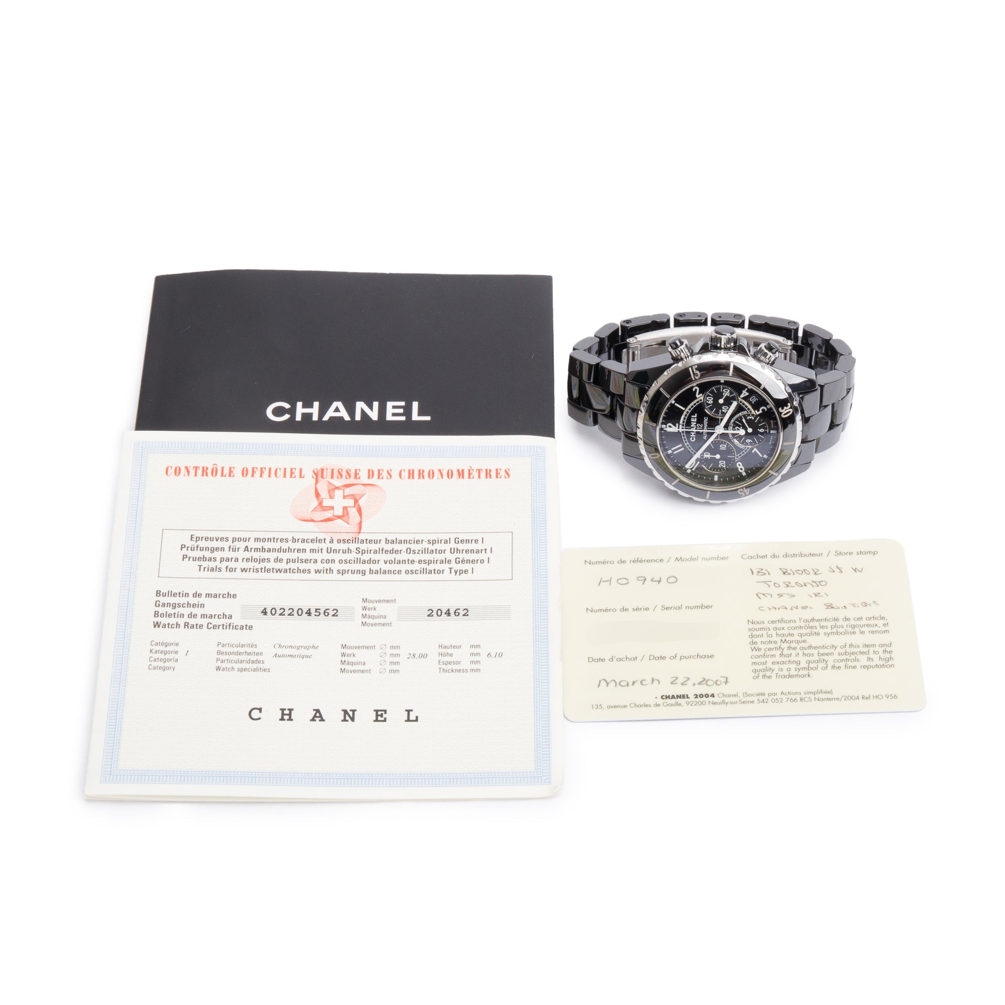 Chanel Black Ceramic Chronograph J12 41 MM Automatic Watch w/ Papers
