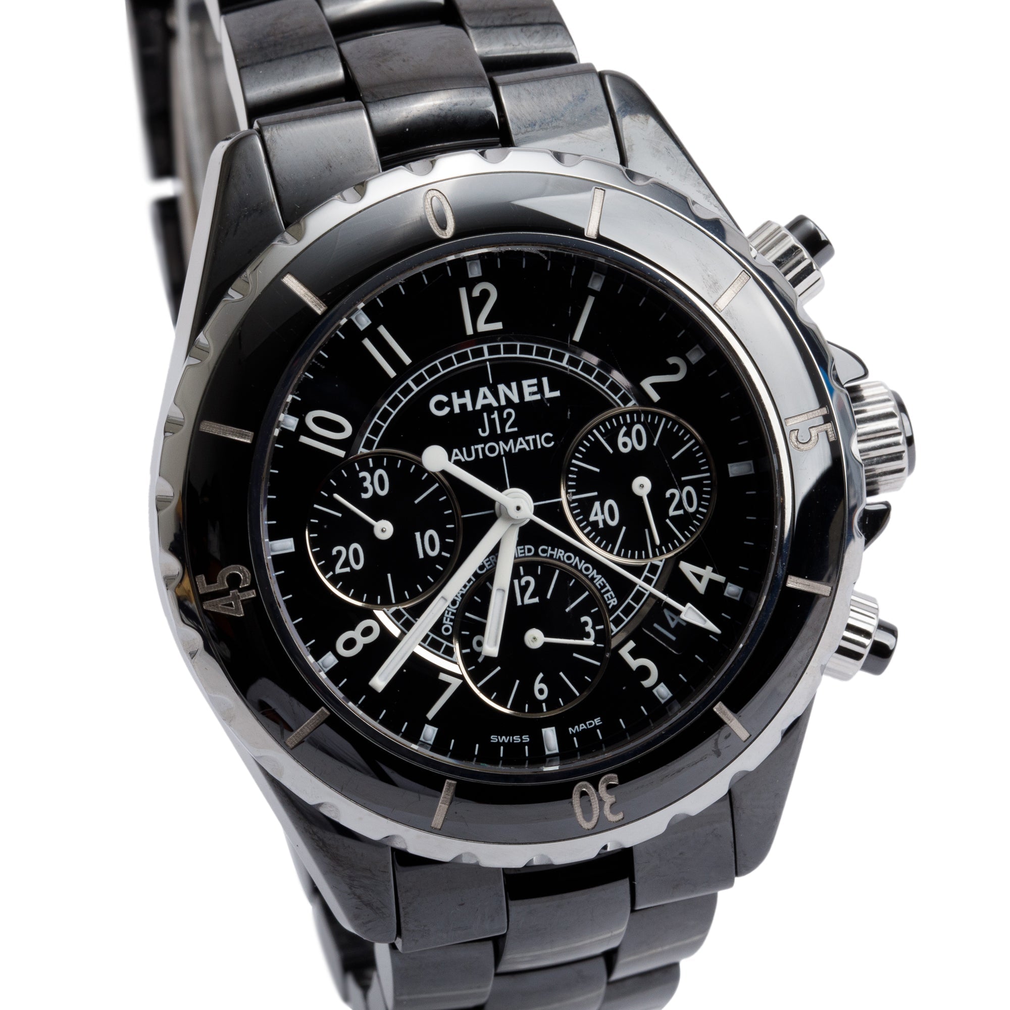 Chanel Black Ceramic J12 41 MM Chronograph Automatic Watch H0940