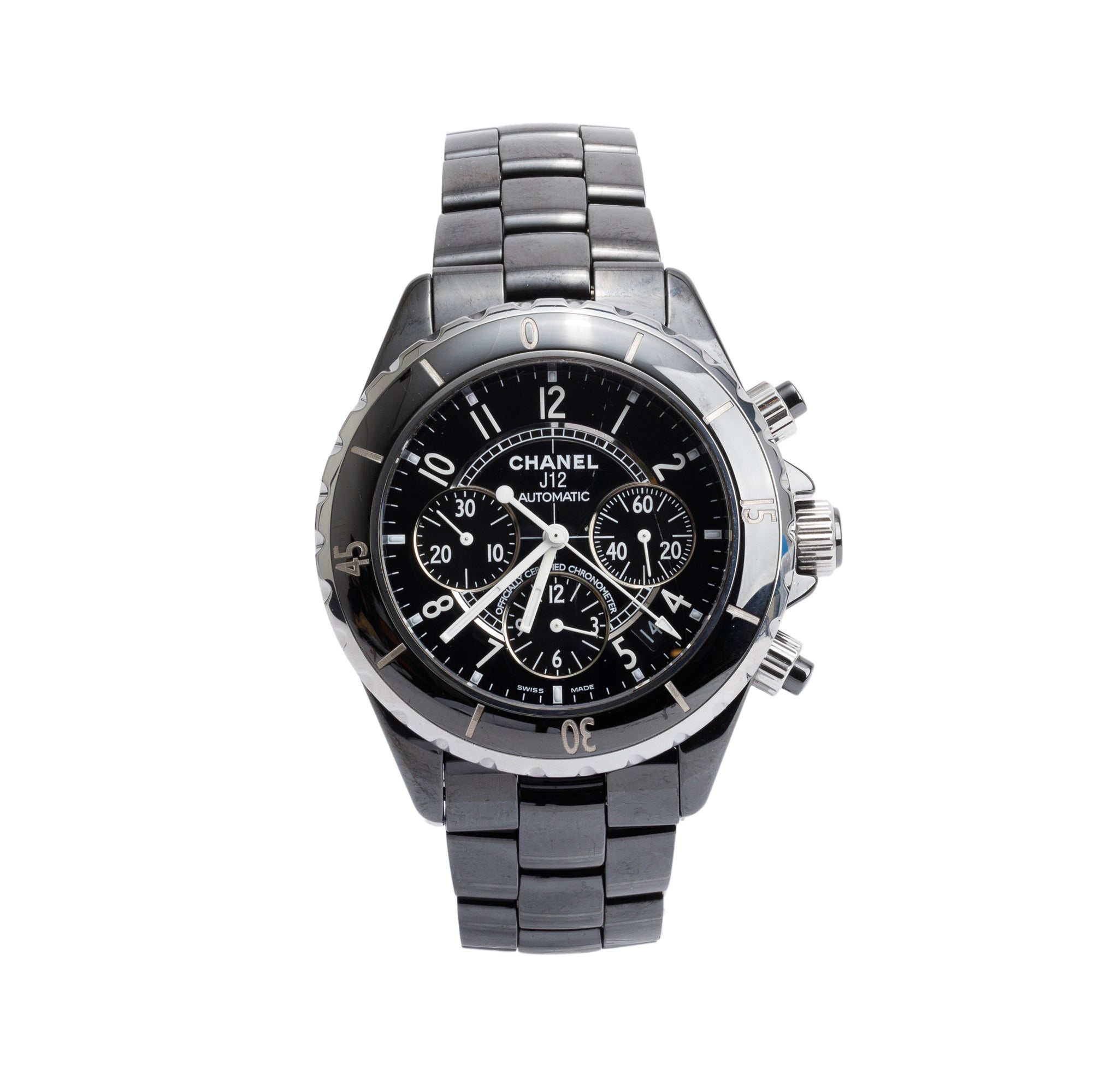 Chanel Black Ceramic J12 41 MM Chronograph Automatic Watch H0940