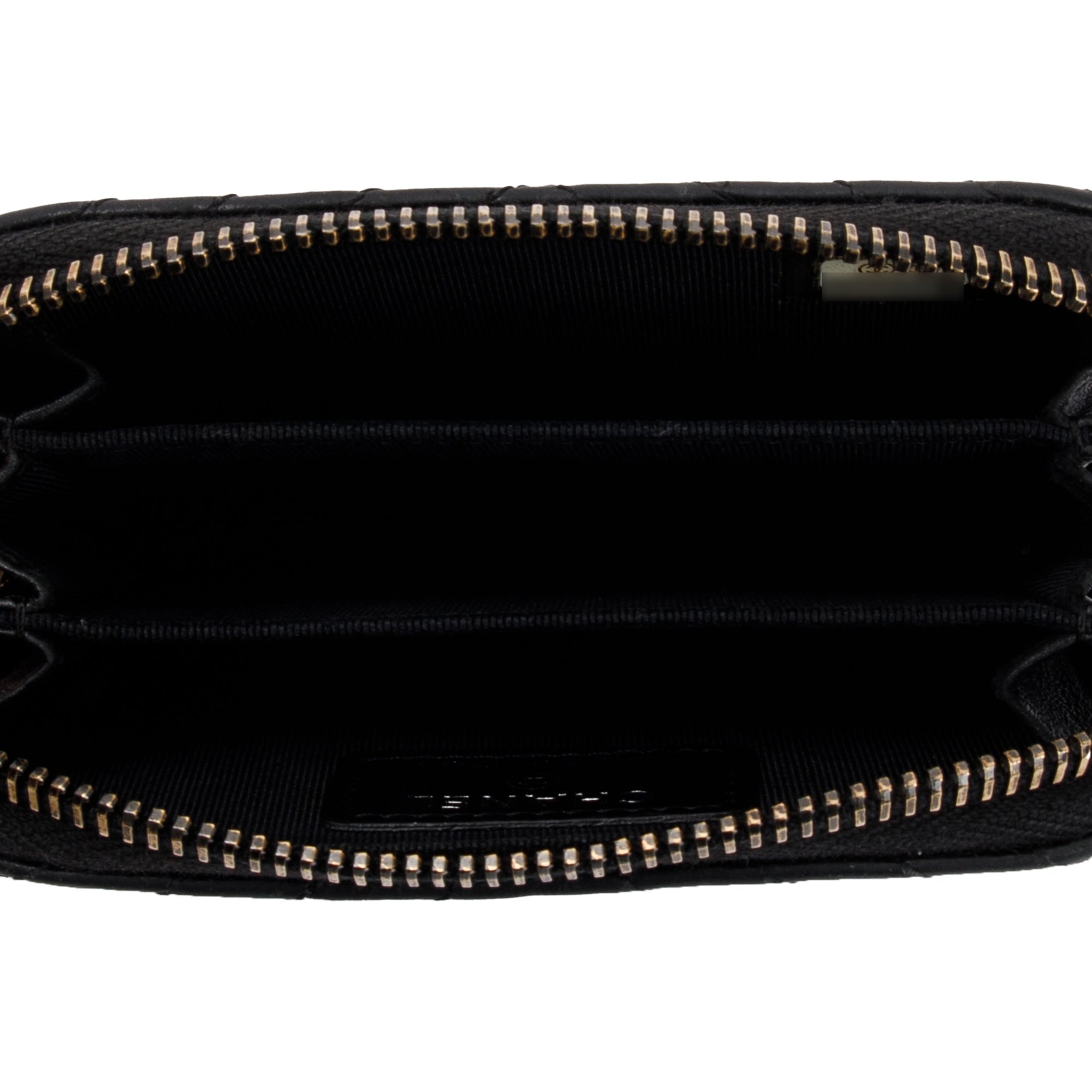 Chanel Black Chevron Calfskin Leather Classic Zipped Coin Purse w/ Box