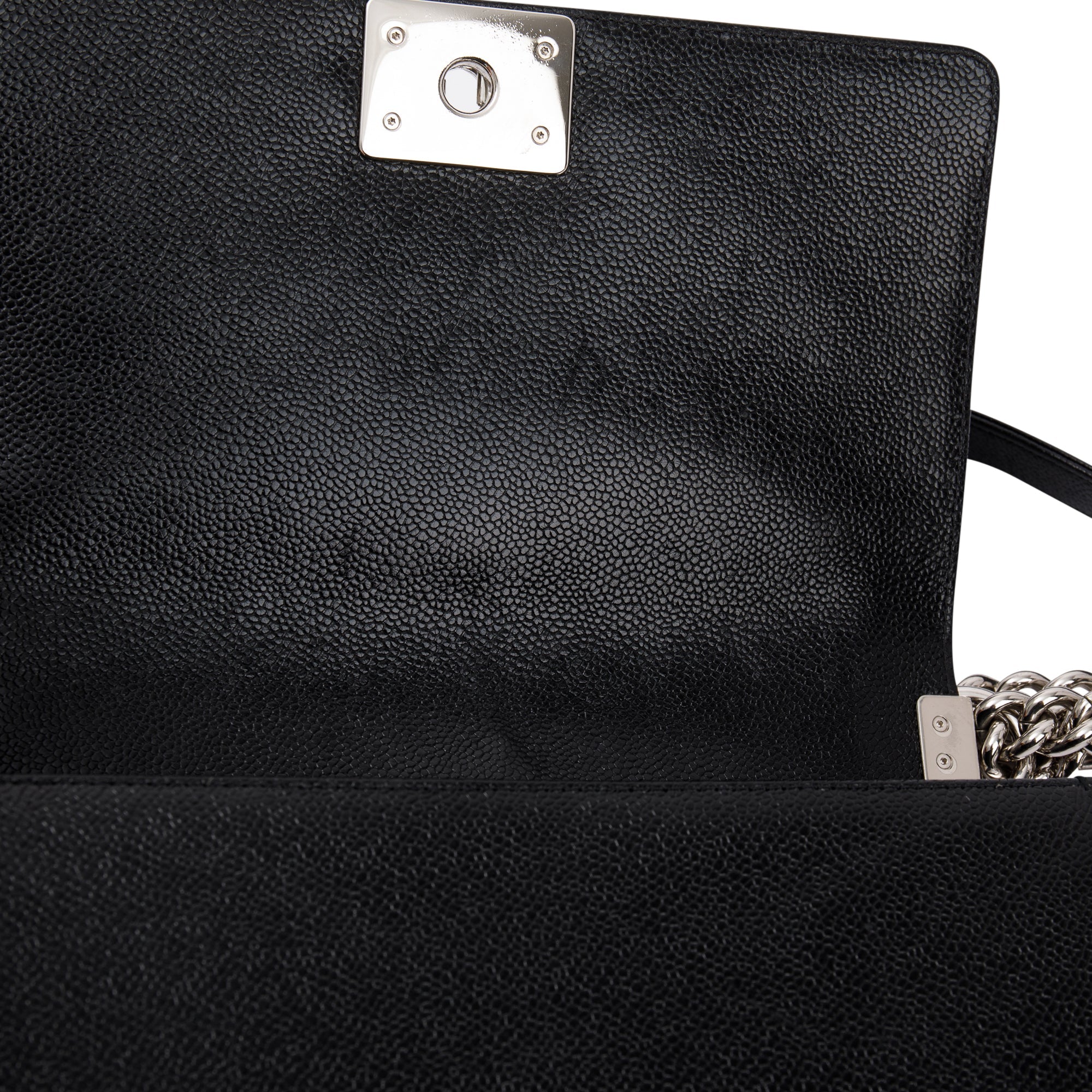 Chanel Black Chevron Caviar Medium Boy Bag w/ Box & Authenticity Card