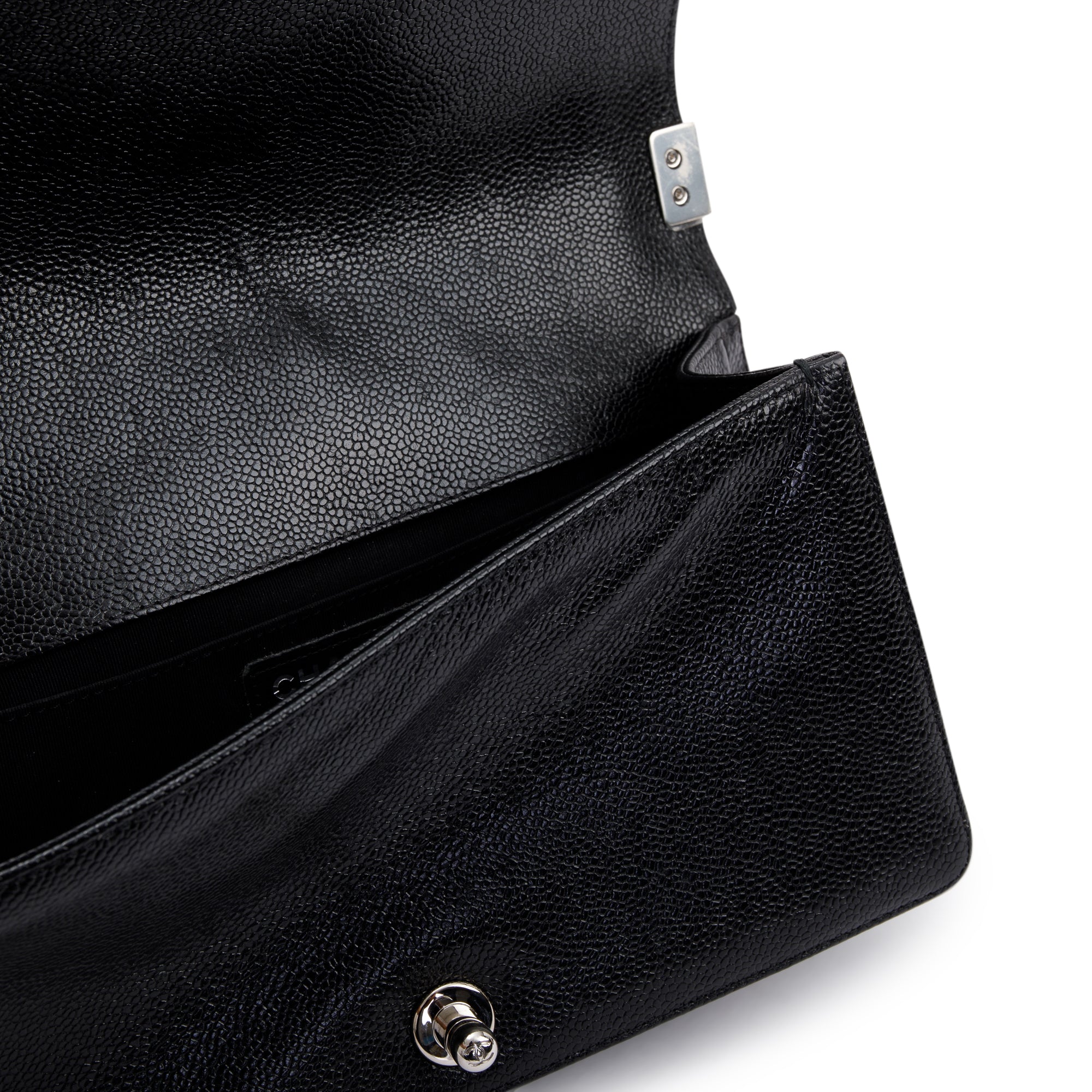 Chanel Black Chevron Caviar Medium Boy Bag w/ Box & Authenticity Card