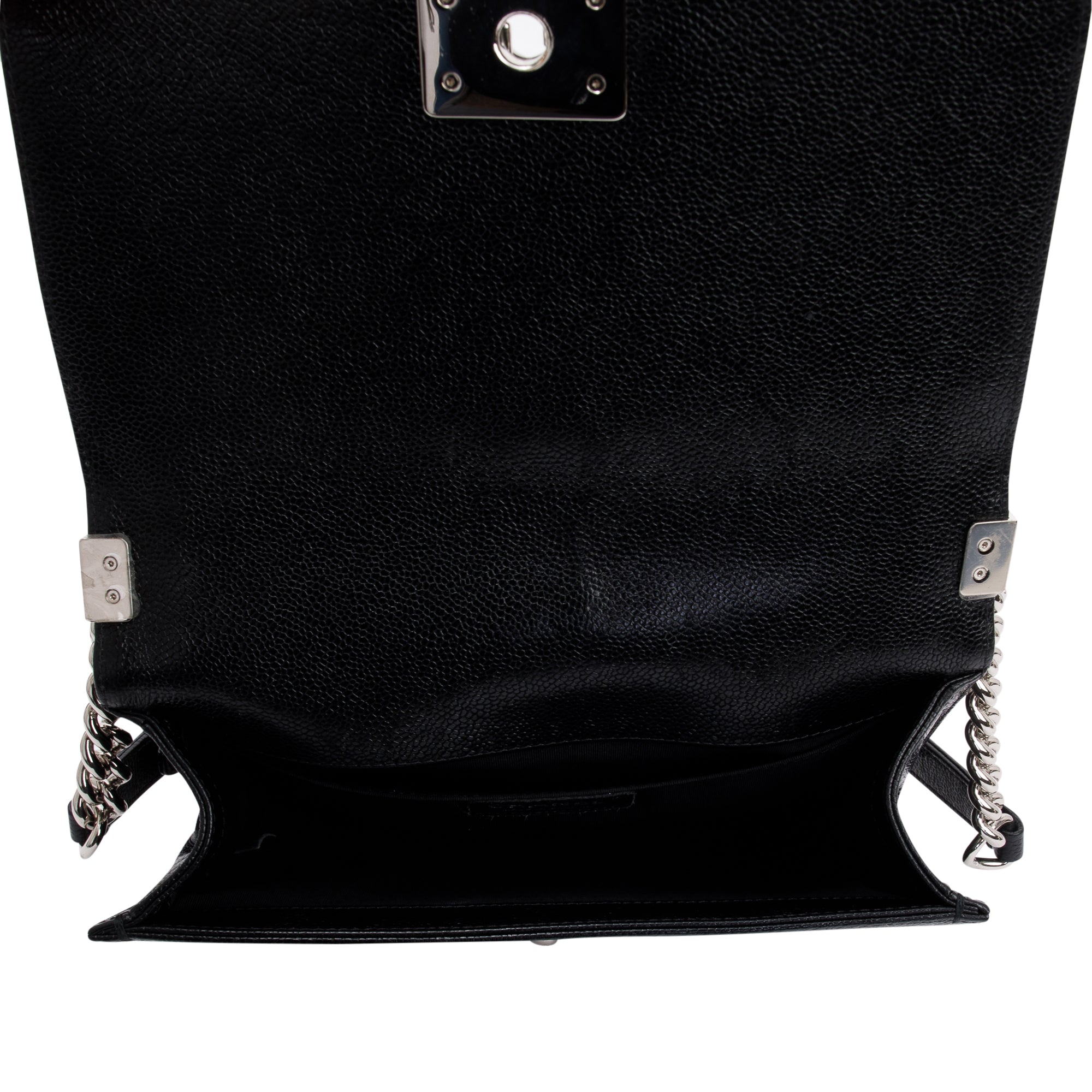 Chanel Black Chevron Caviar Medium Boy Bag w/ Box & Authenticity Card