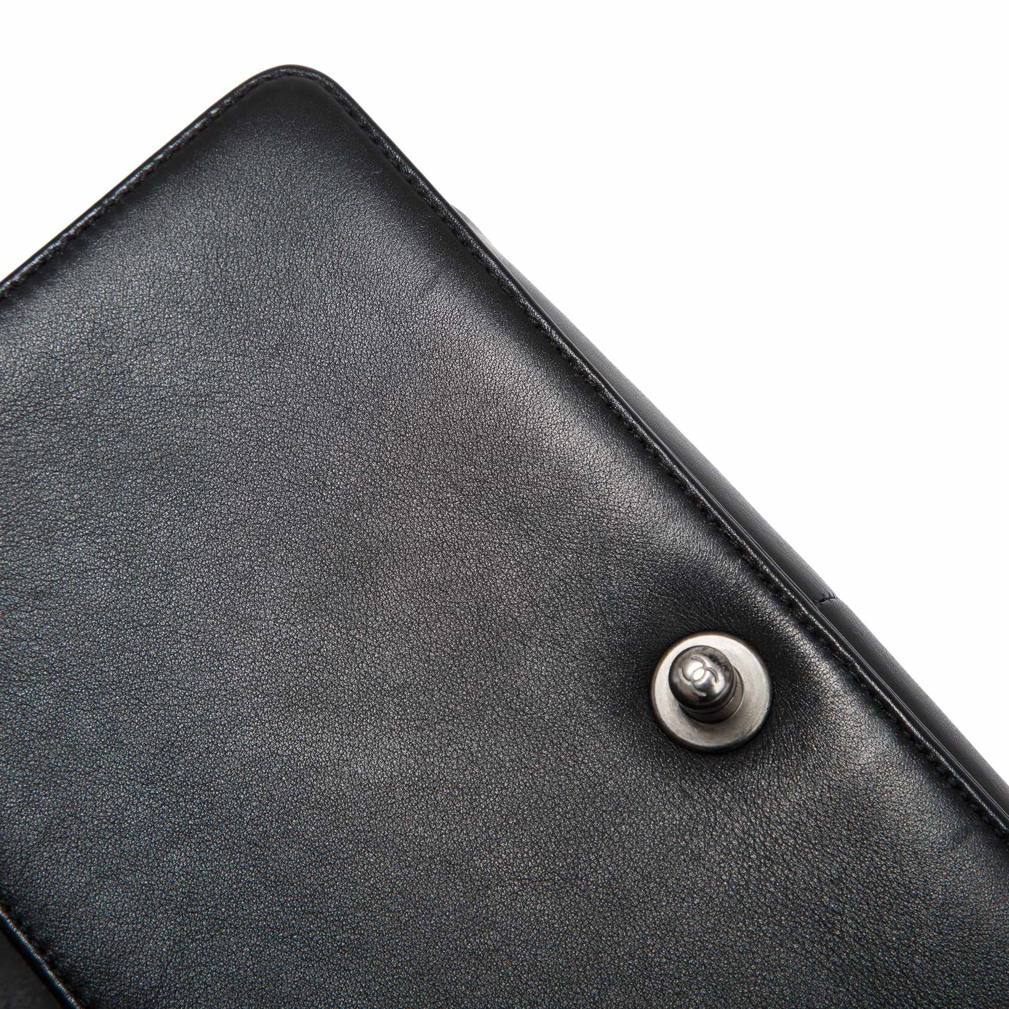 Chanel Black Chevron Lambskin Medium Boy Bag