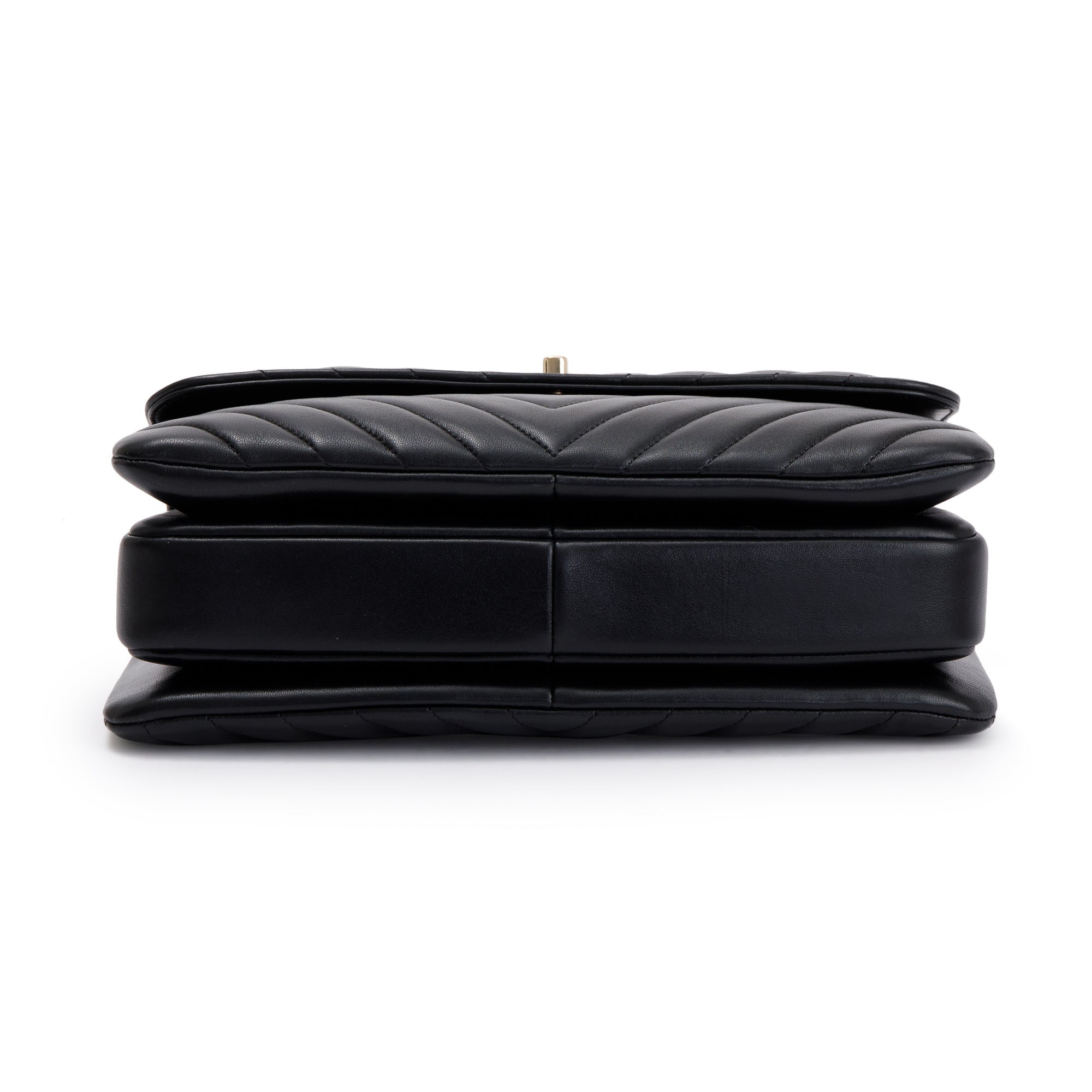 Chanel Black Chevron Lambskin Trendy CC Medium Top Handle Flap Bag w/ Box & Authenticity Card