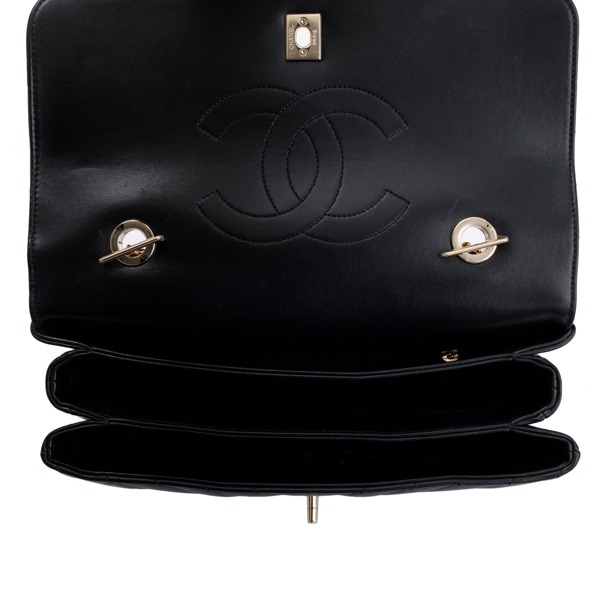 Chanel Black Chevron Lambskin Trendy CC Medium Top Handle Flap Bag w/ Box & Authenticity Card