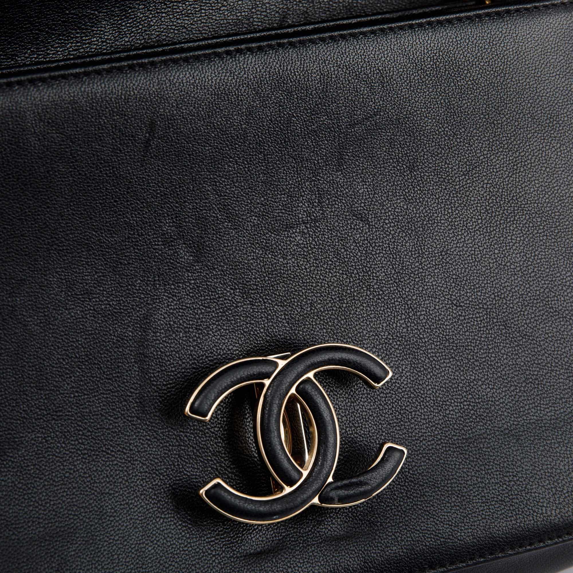 Chanel Black Chevron Subtle Flap Bag w/ Box & Authenticity Card