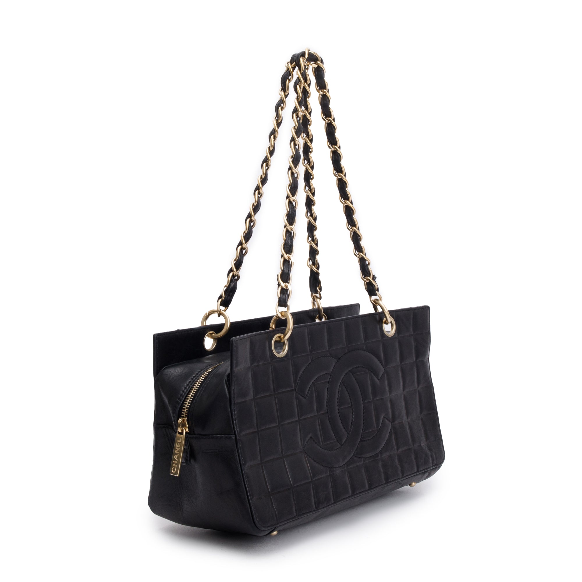 Chanel Black Chocolate Bar Quilted Leather Petit Timeless Tote w/ Box & Authenticity Card