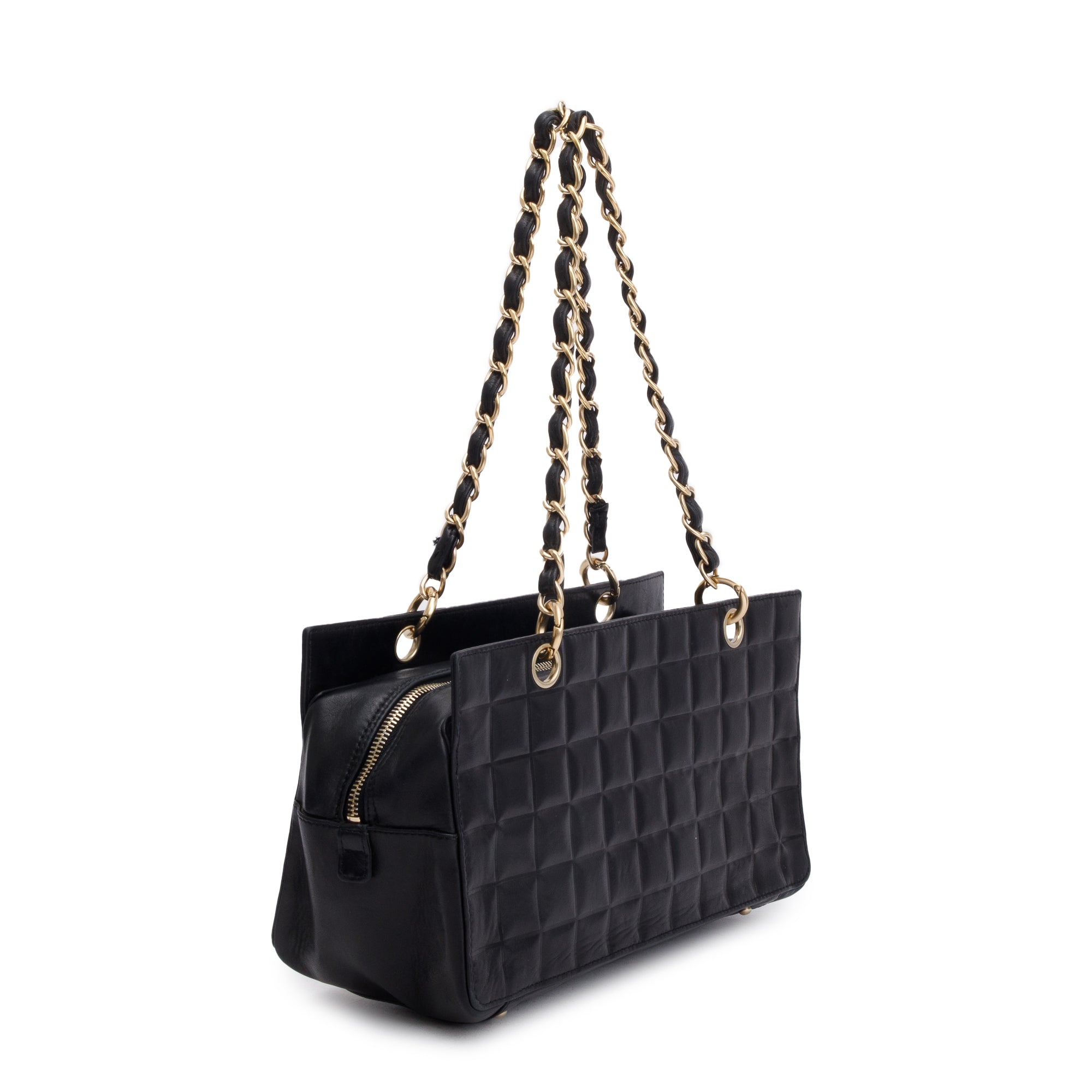 Chanel Black Chocolate Bar Quilted Leather Petit Timeless Tote w/ Box & Authenticity Card