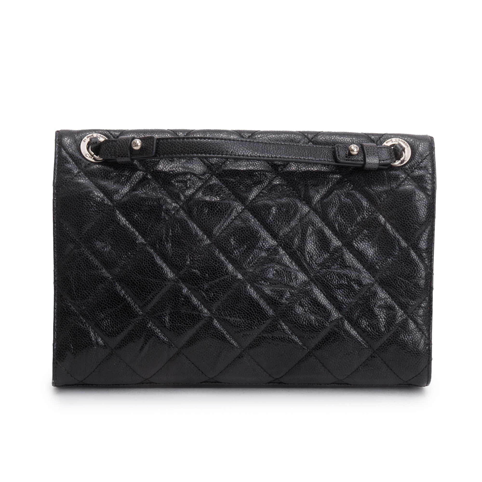 Chanel Black Glazed Caviar Leather Medium CC Crave Flap Bag w/ Box & Authenticity Card