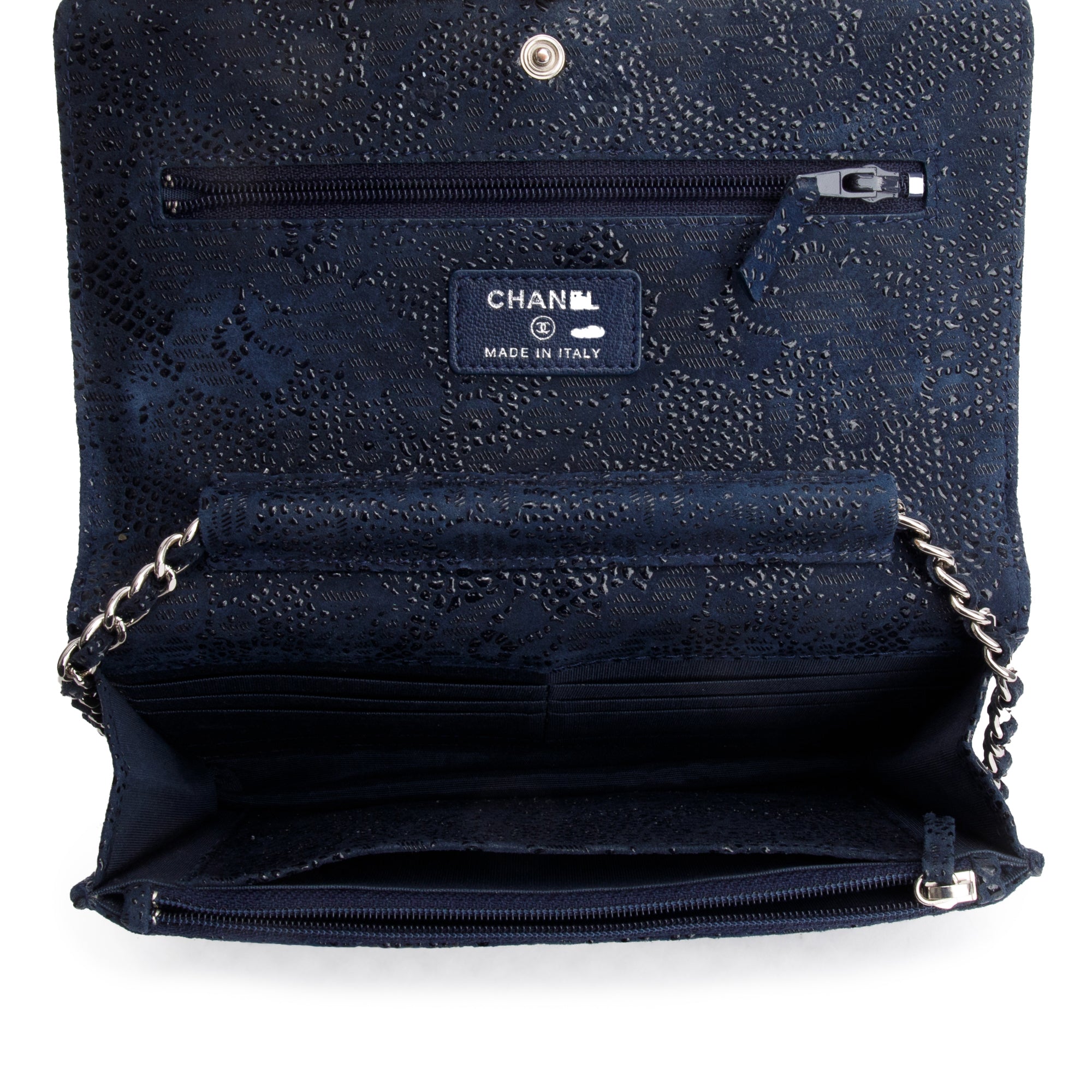Chanel Black Lace Goatskin Classic Wallet on Chain w/ Box & Authenticity Card