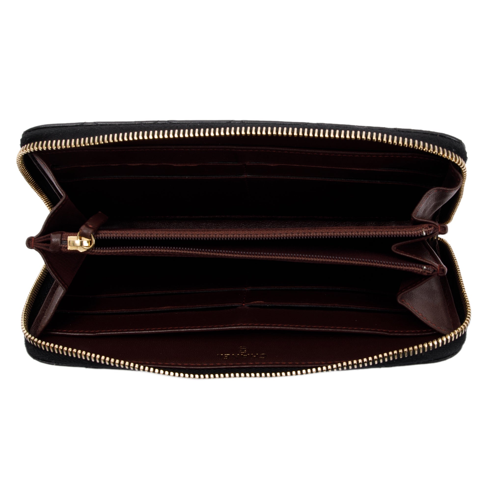 Chanel Black Lambskin Classic Long Zipped Wallet w/ Authenticity Card