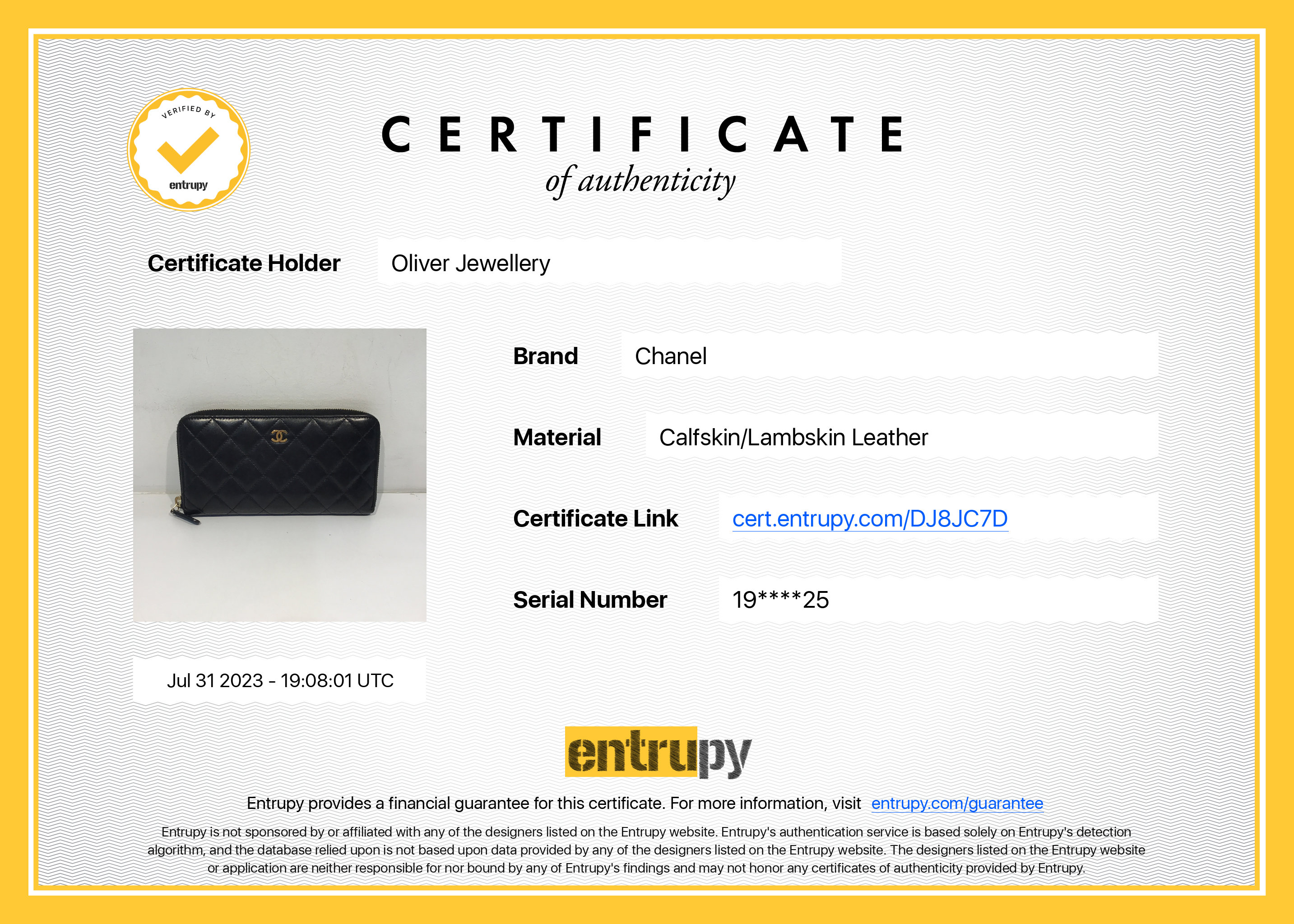 Chanel Black Lambskin Classic Long Zipped Wallet w/ Authenticity Card