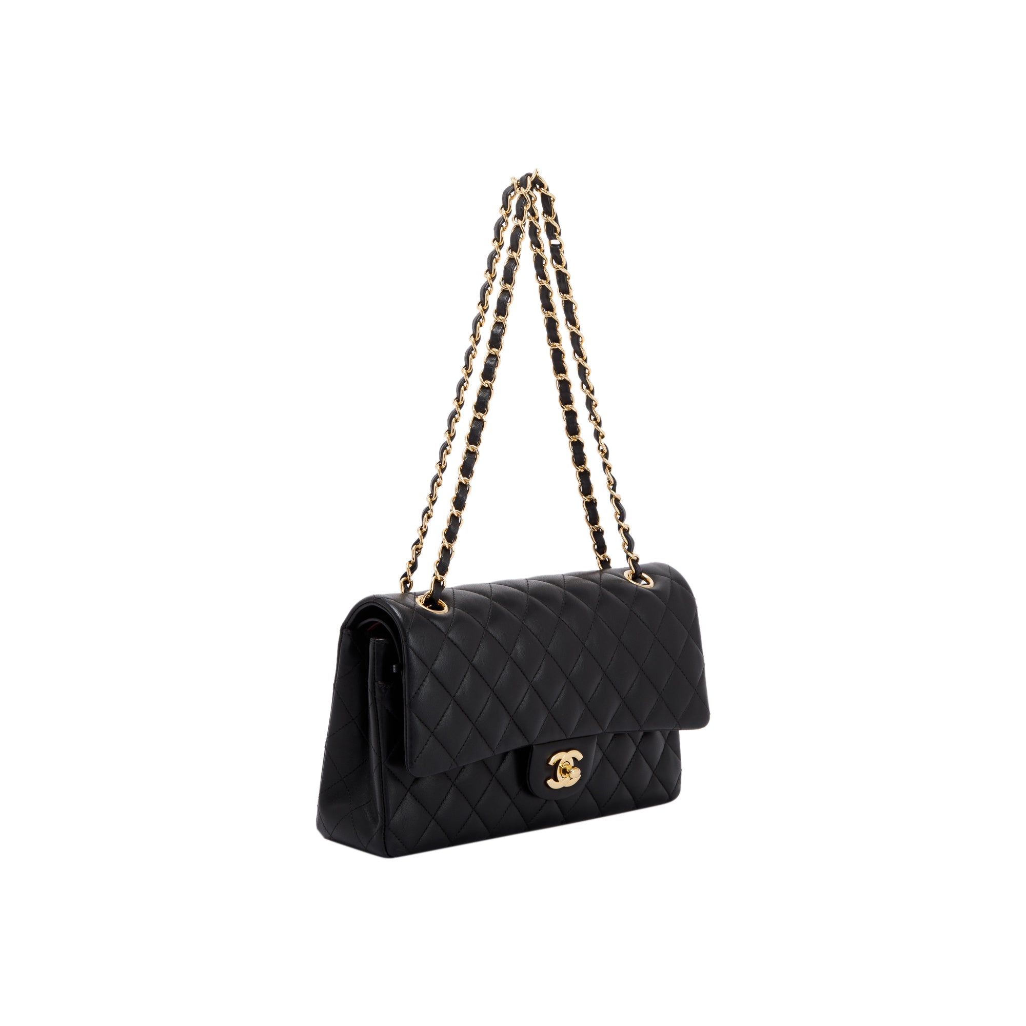 Chanel Black Lambskin Classic Medium Double Flap Bag