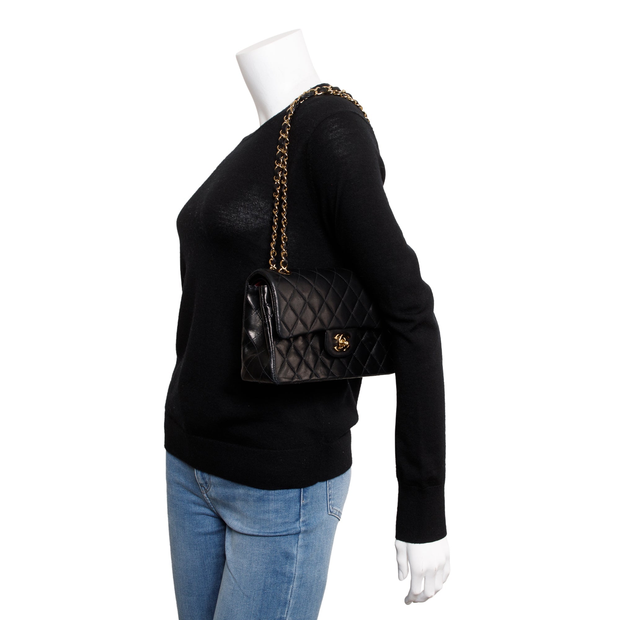 Chanel Black Lambskin Classic Small Double Flap Bag