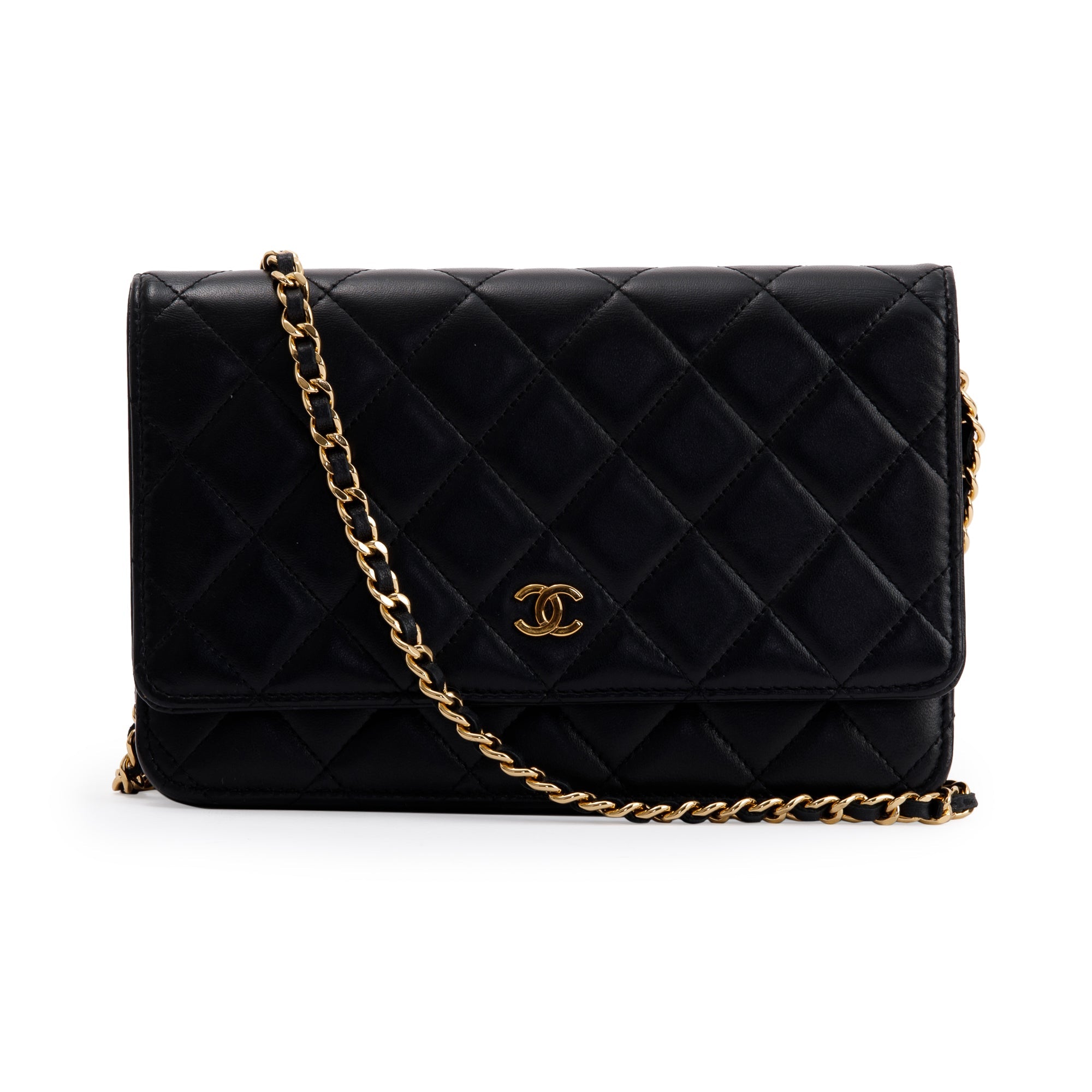 Chanel Black Lambskin Classic Wallet on Chain w/ Box & Authenticity Card