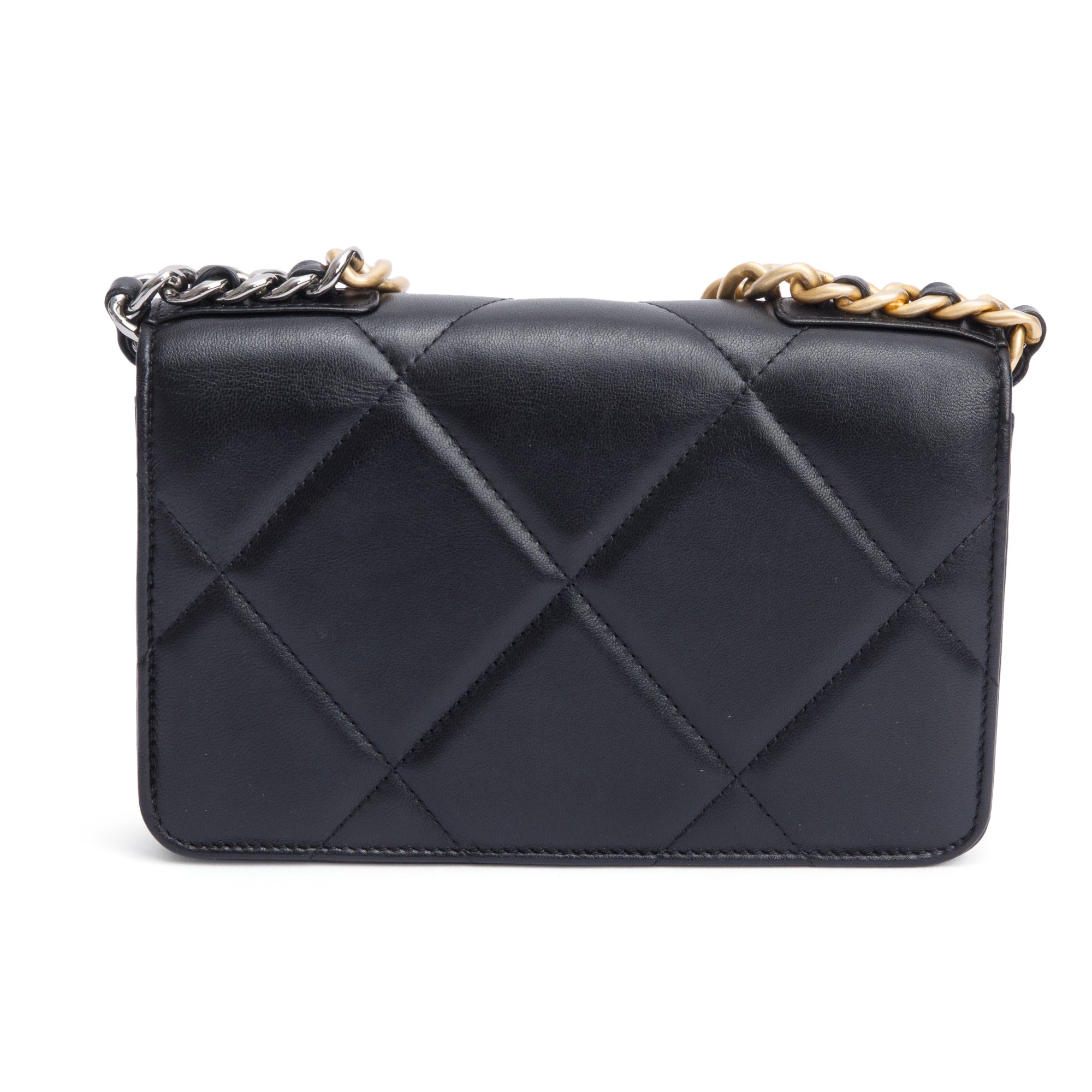 Chanel Black Lambskin Leather 19 Wallet On Chain w/ Box