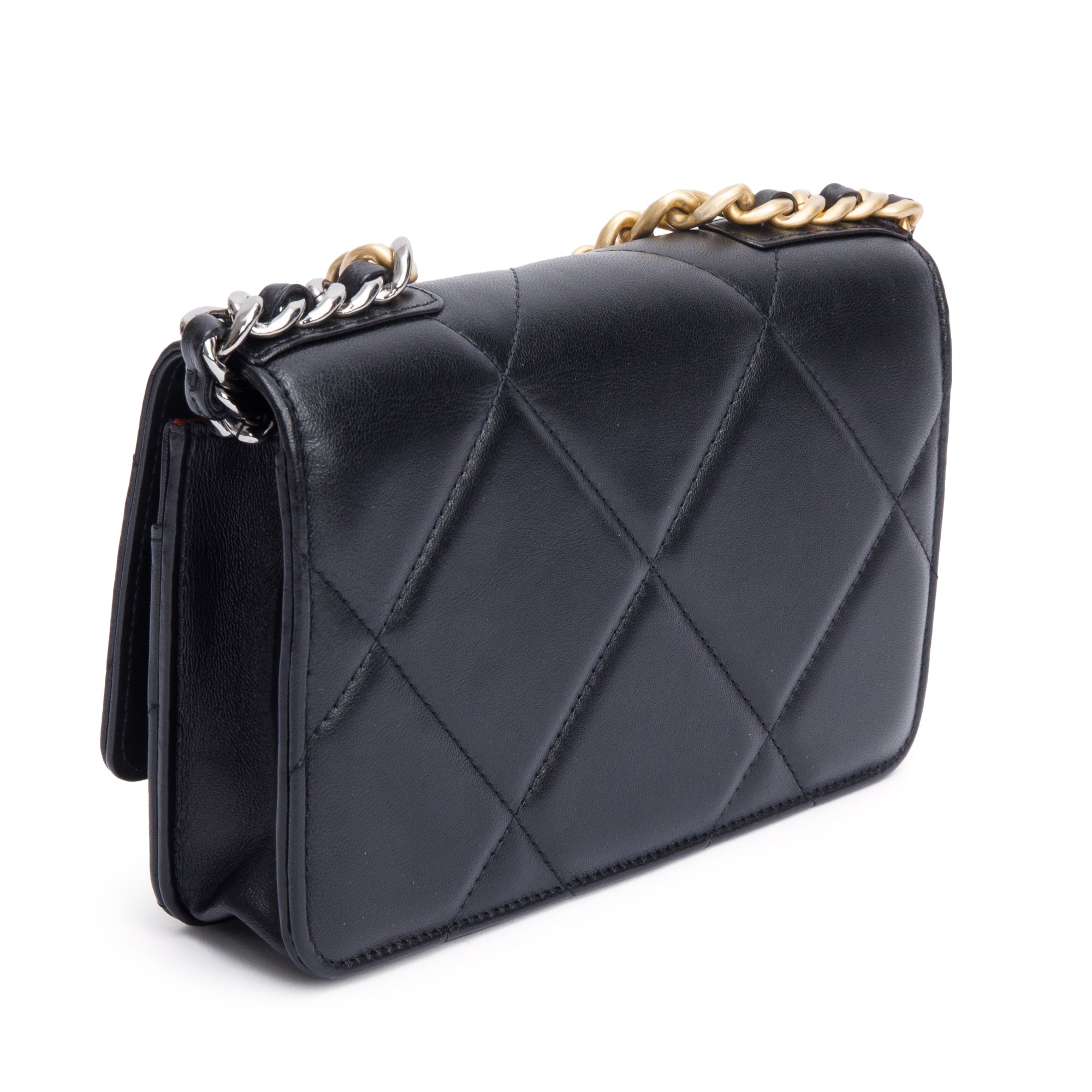 Chanel Black Lambskin Leather 19 Wallet On Chain w/ Box