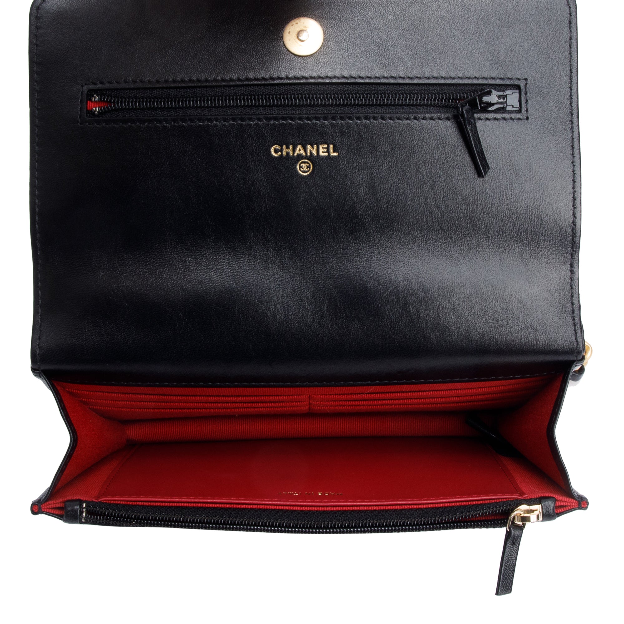 Chanel Black Lambskin Leather 19 Wallet On Chain w/ Box