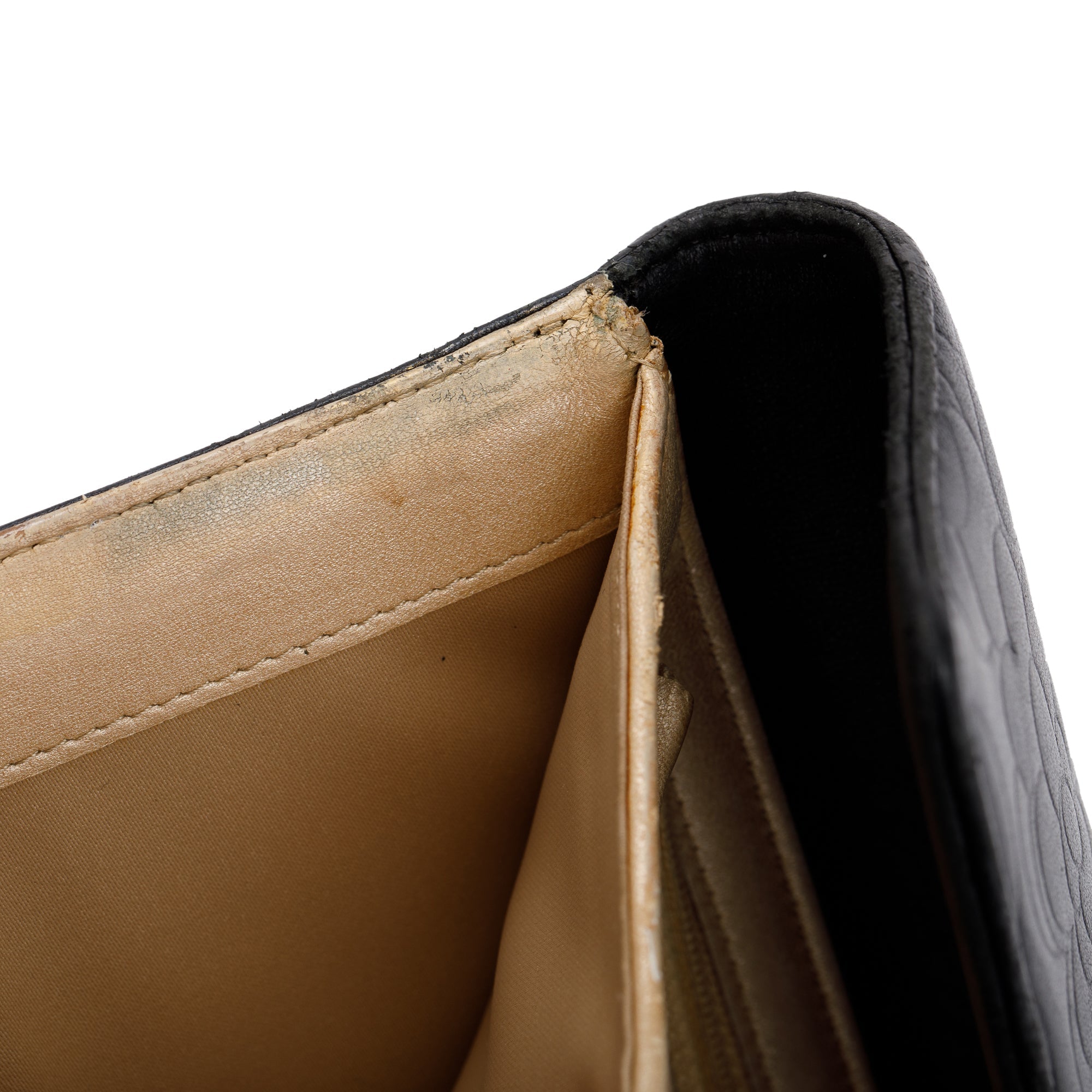 Chanel Black Lambskin Leather CC Logo Camellia Trifold Wallet w/ Authenticity Card