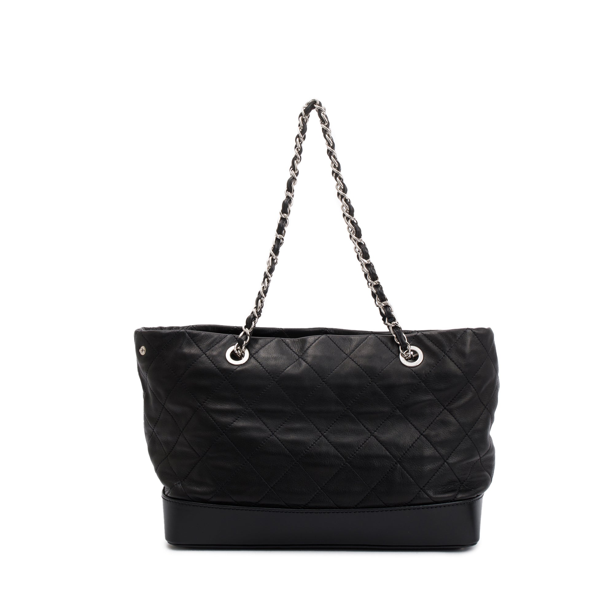 Chanel Black Lambskin Leather CC Soft Charm Tote