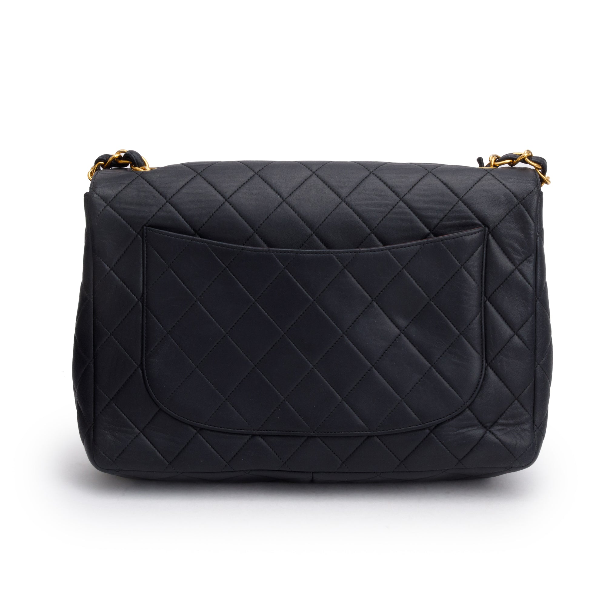 Chanel Black Lambskin Leather Classic Jumbo Single Flap Bag
