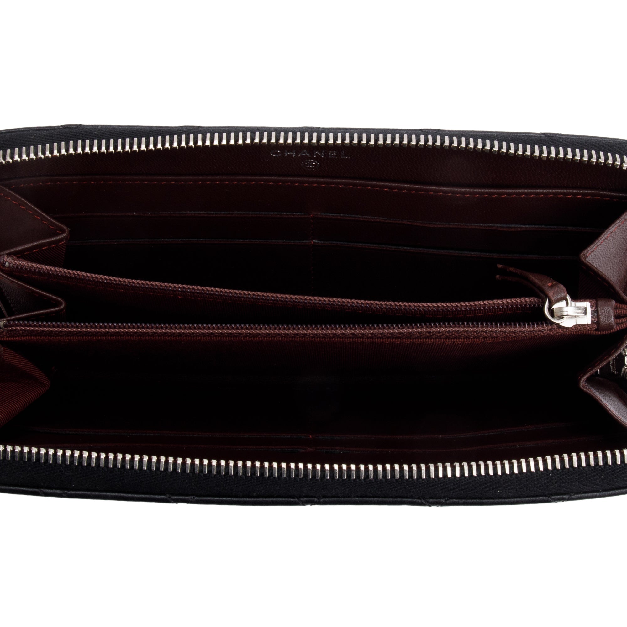 Chanel Black Lambskin Leather Classic Large Gusset Zip Around Wallet