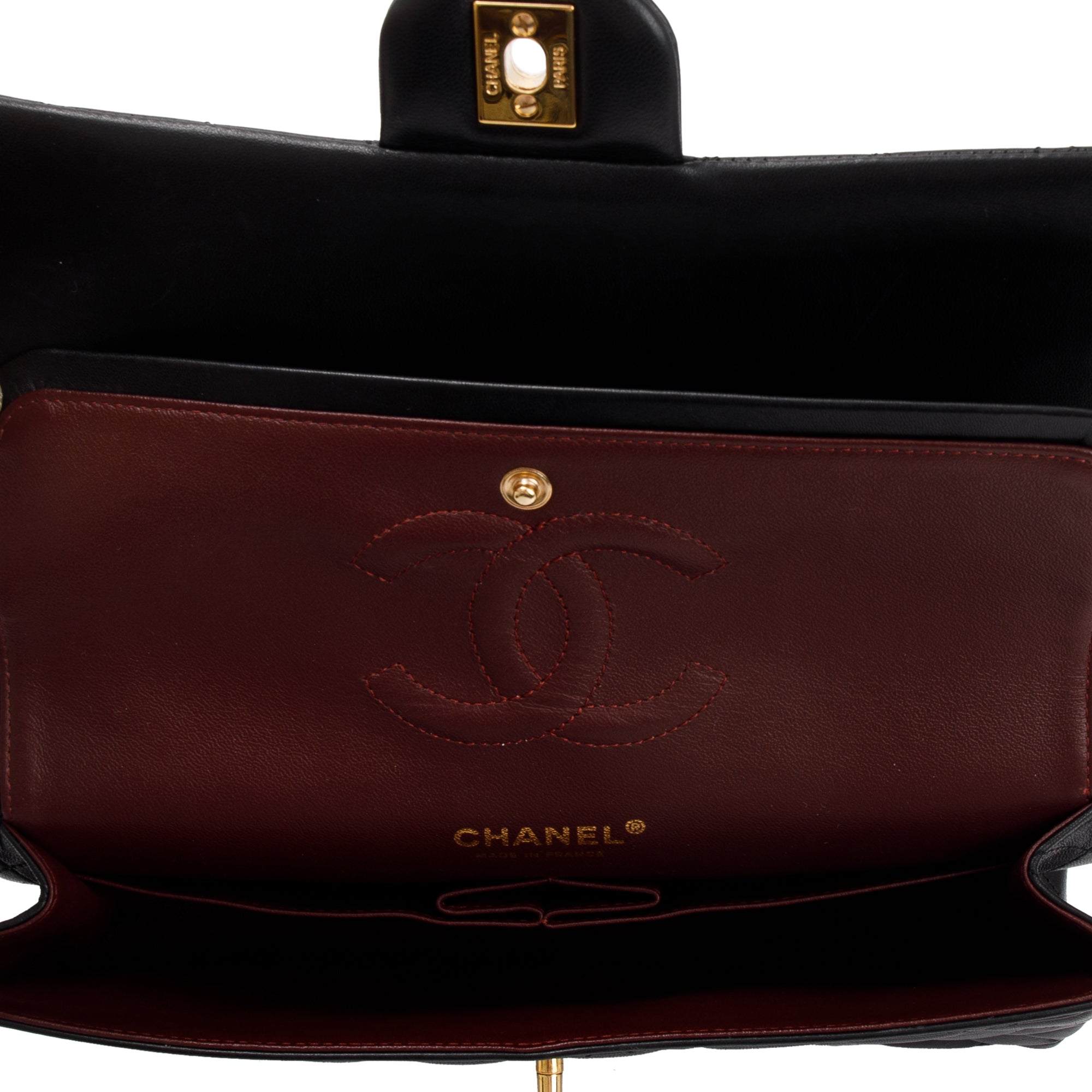 Chanel Black Lambskin Leather Classic Medium Double Flap Bag