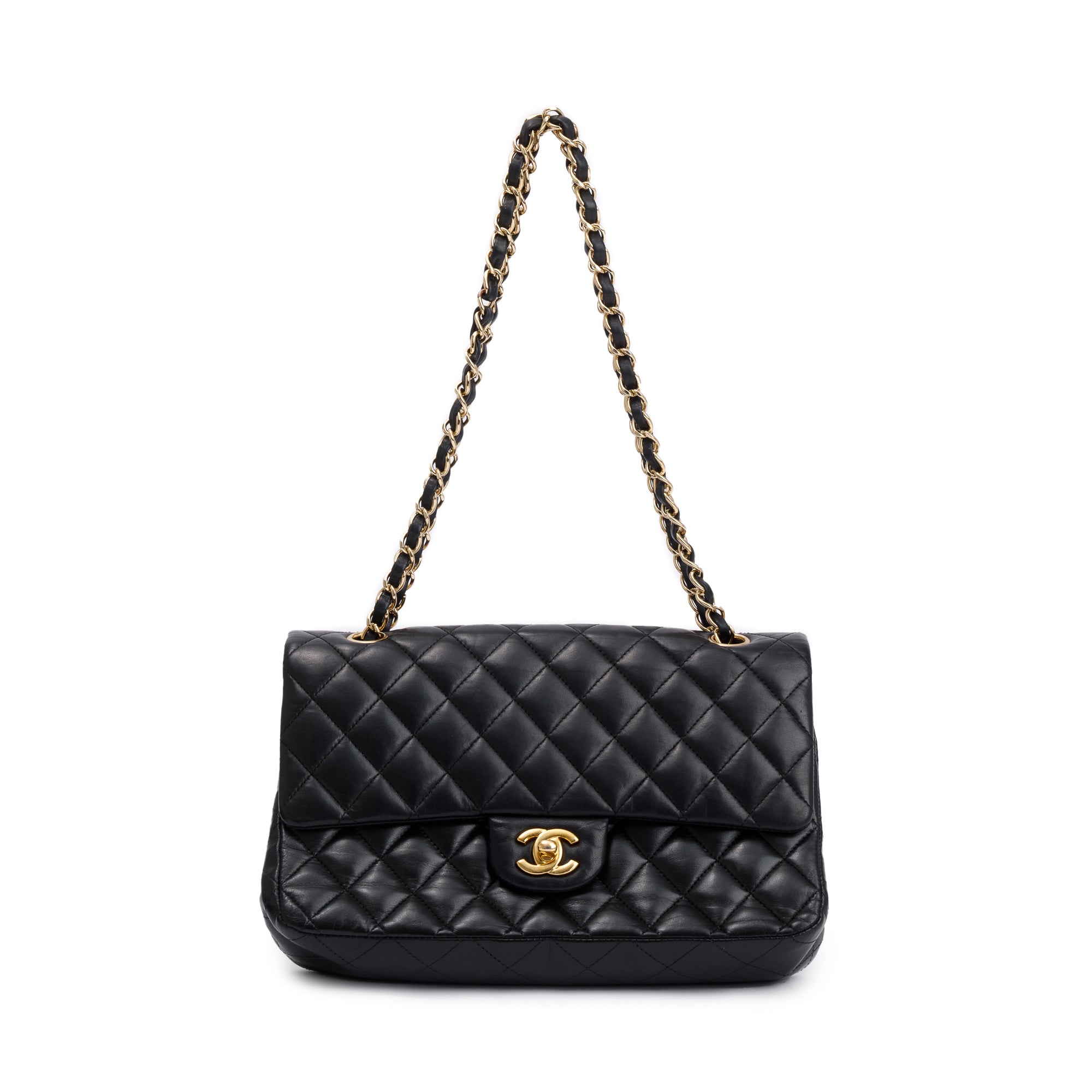 Chanel Black Lambskin Leather Classic Medium Double Flap Bag
