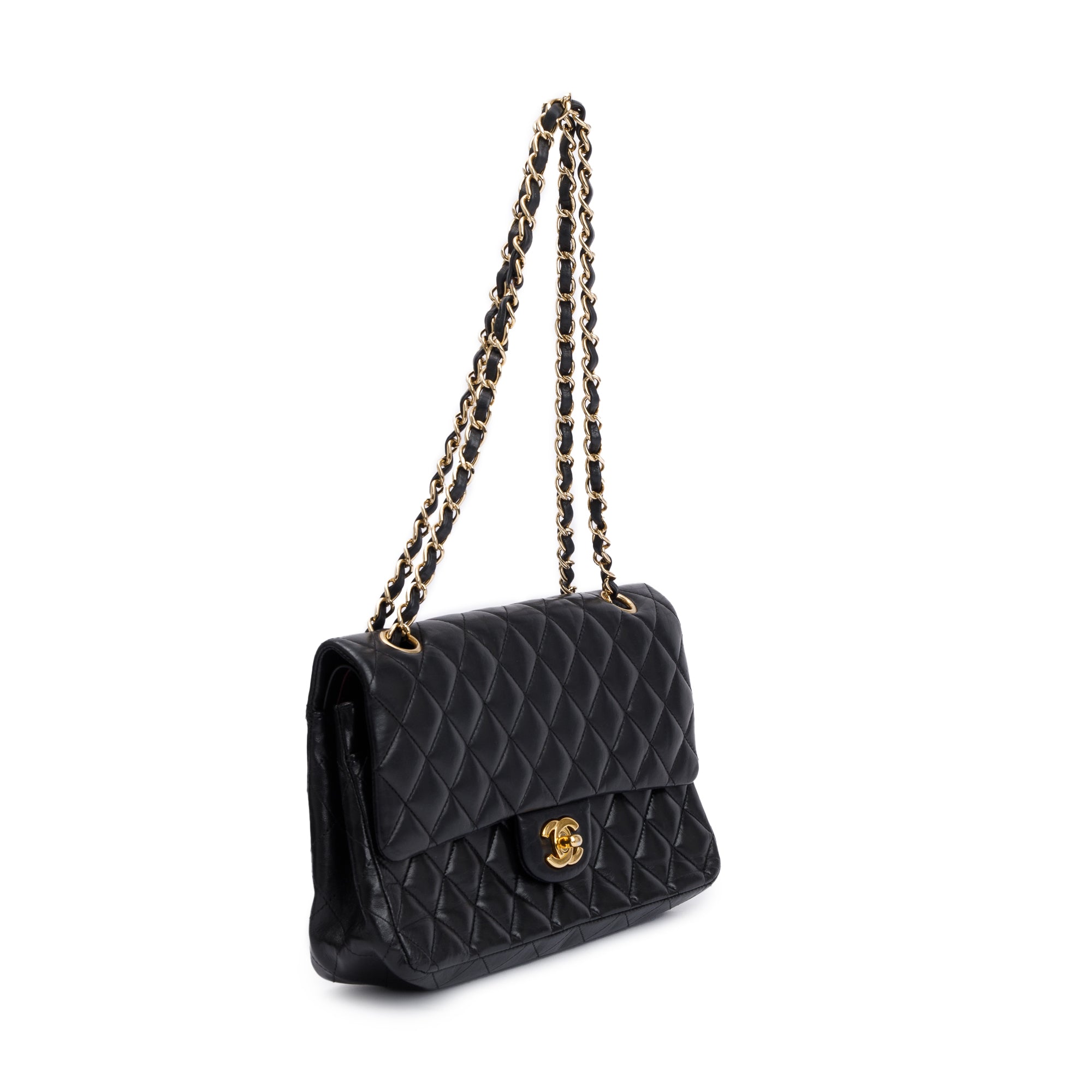Chanel Black Lambskin Leather Classic Medium Double Flap Bag