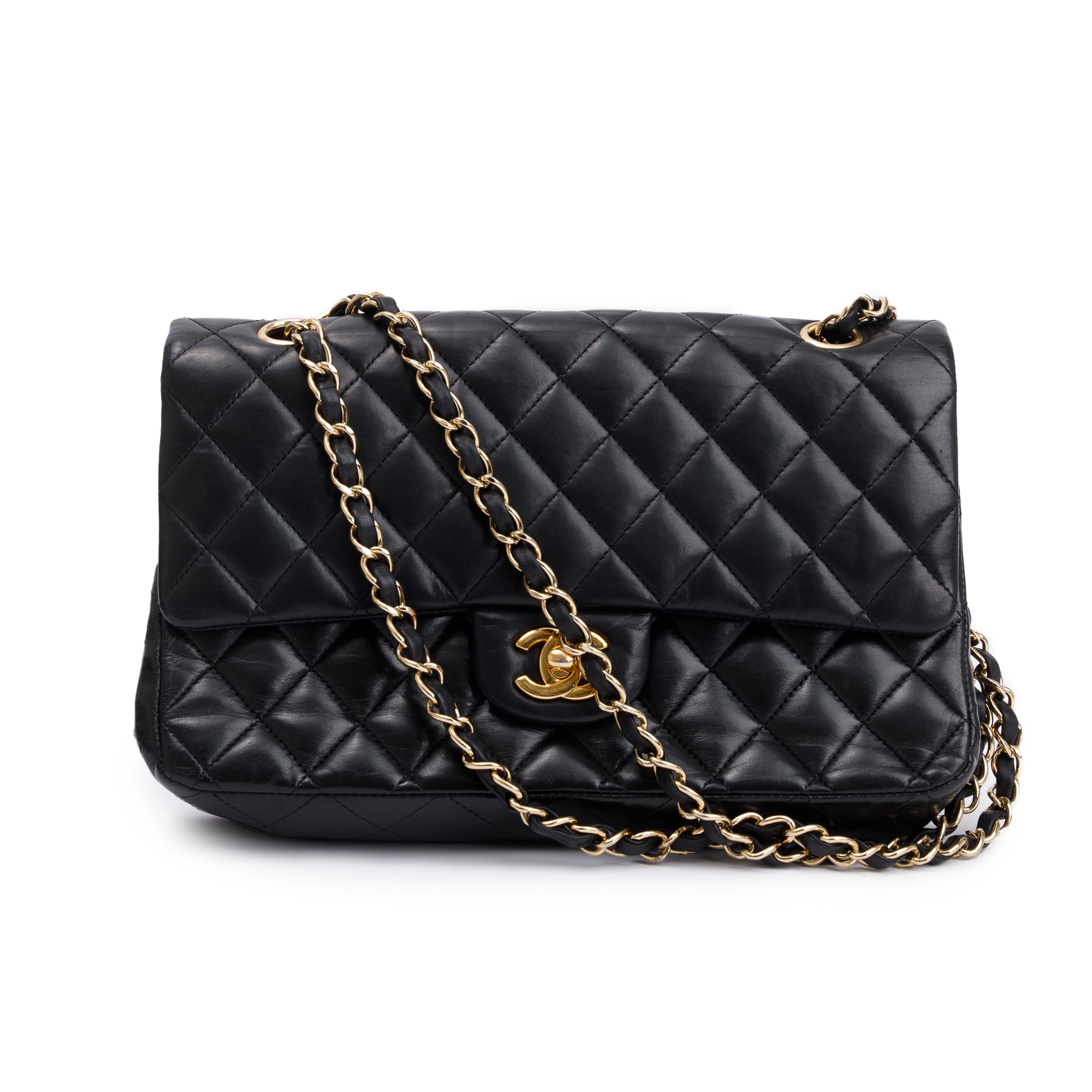 Chanel Black Lambskin Leather Classic Medium Double Flap Bag