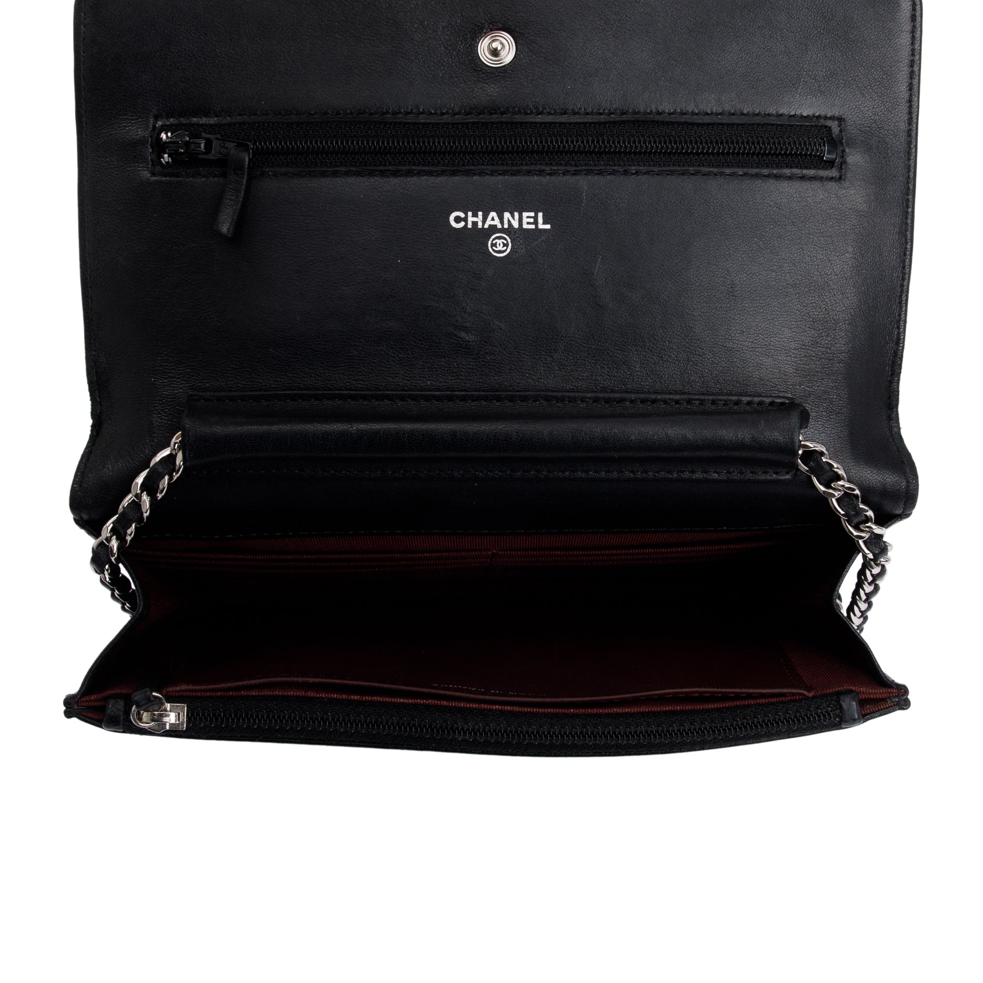 Chanel Black Lambskin Leather Classic Wallet on Chain w/ Box & Authenticity Card