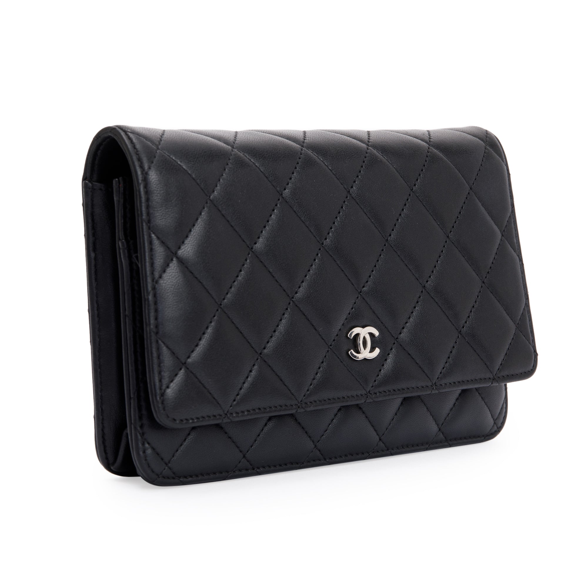 Chanel Black Lambskin Leather Classic Wallet on Chain w/ Box & Authenticity Card