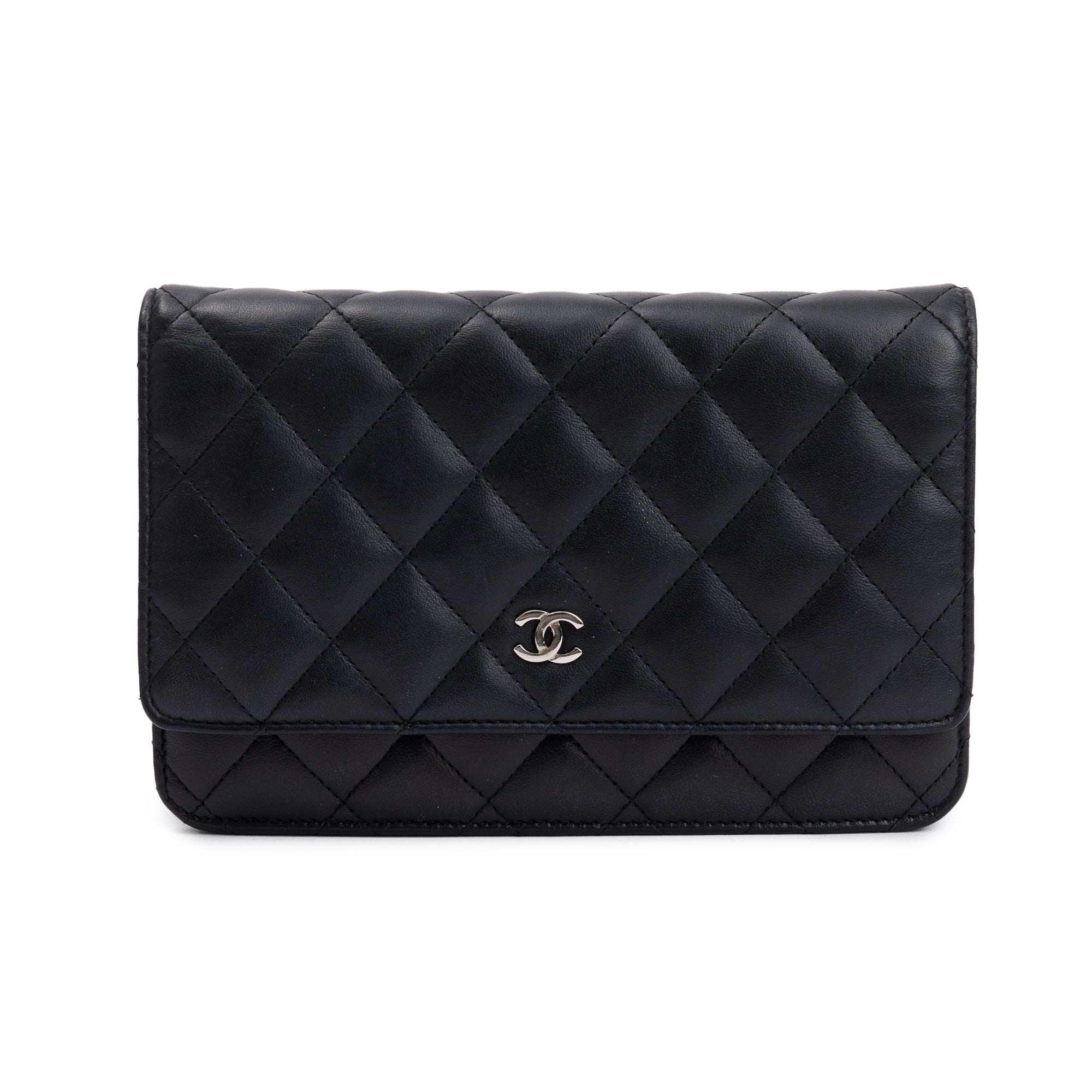 Chanel Black Lambskin Leather Classic Wallet on Chain w/ Box & Authenticity Card