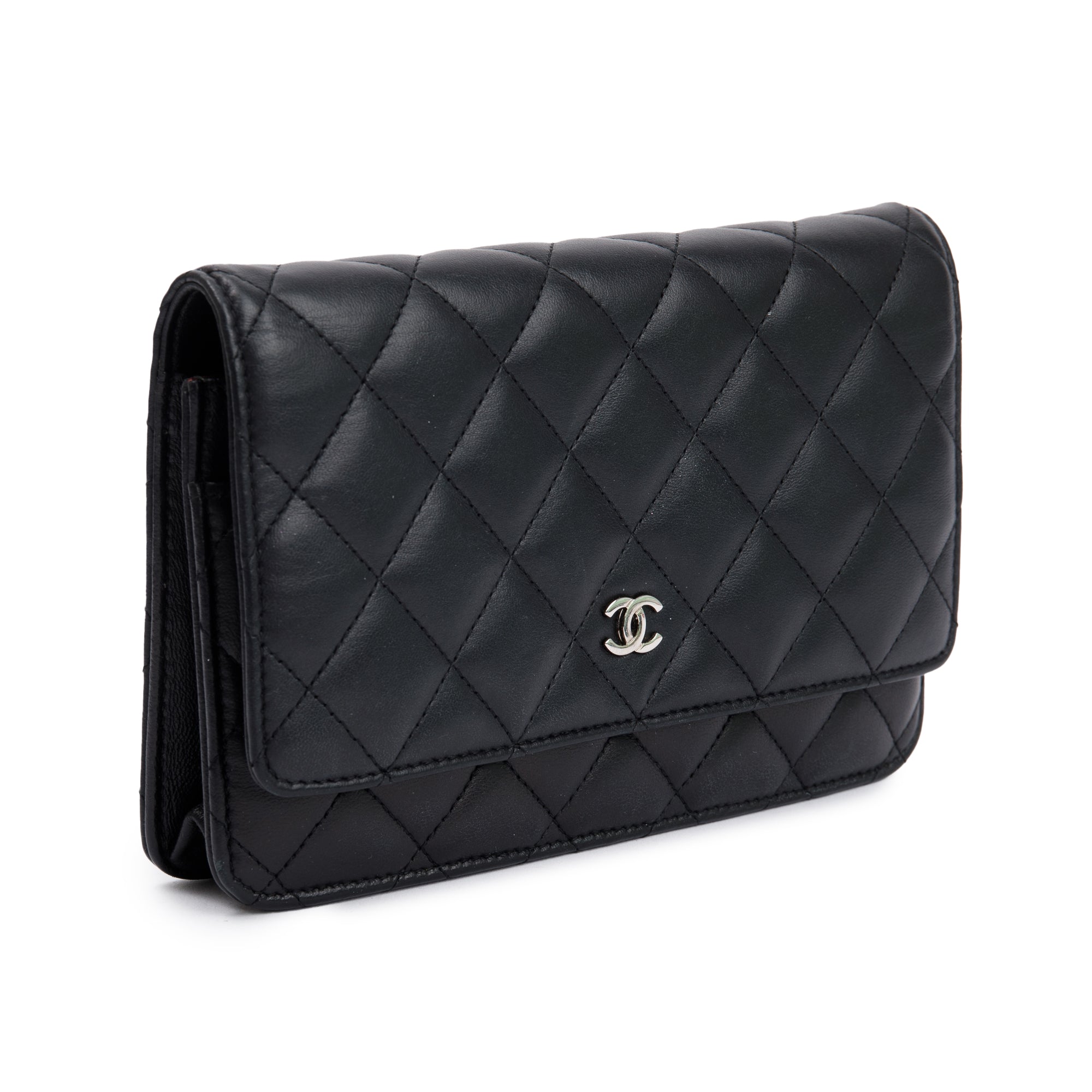 Chanel Black Lambskin Leather Classic Wallet on Chain w/ Box & Authenticity Card