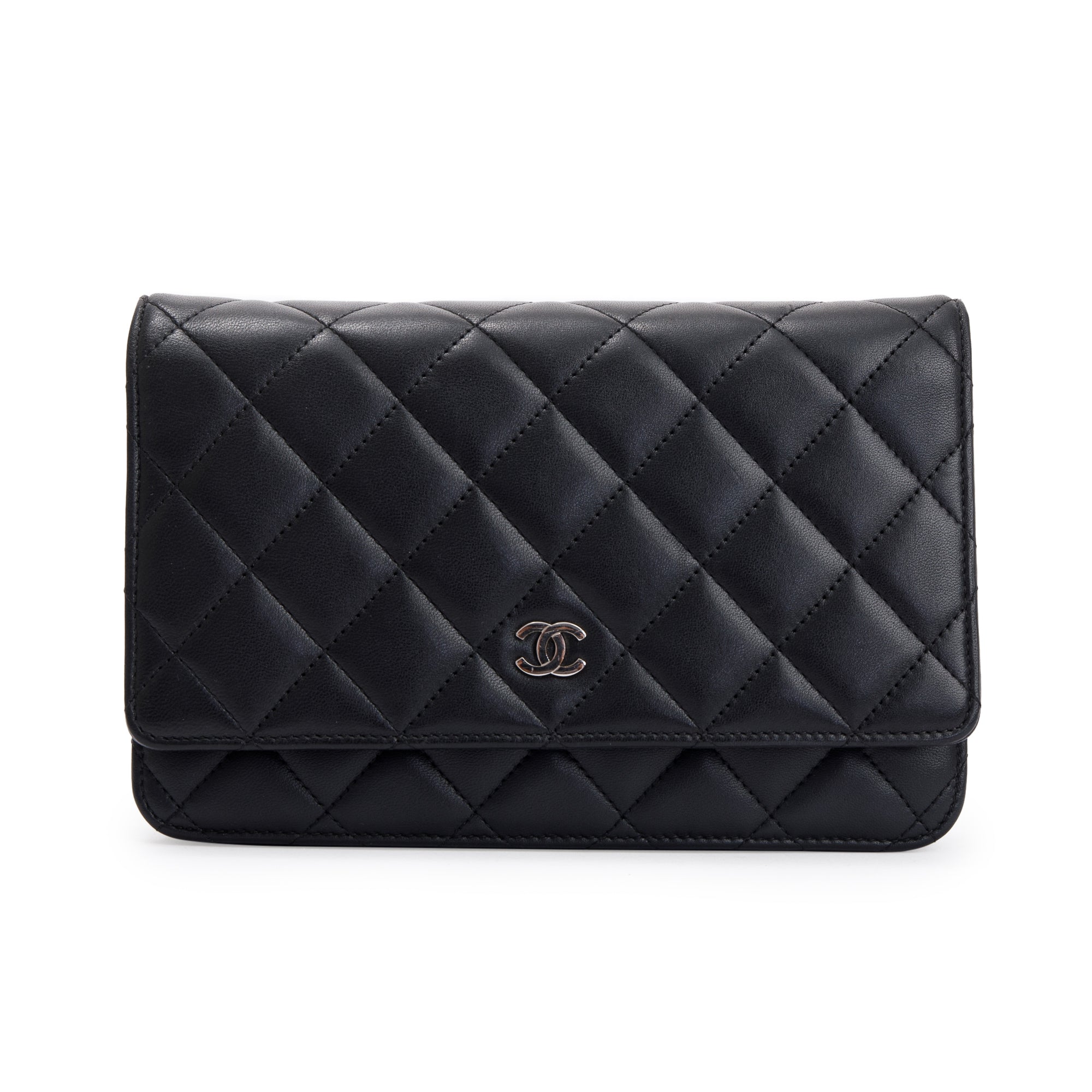 Chanel Black Lambskin Leather Classic Wallet on Chain w/ Box & Authenticity Card