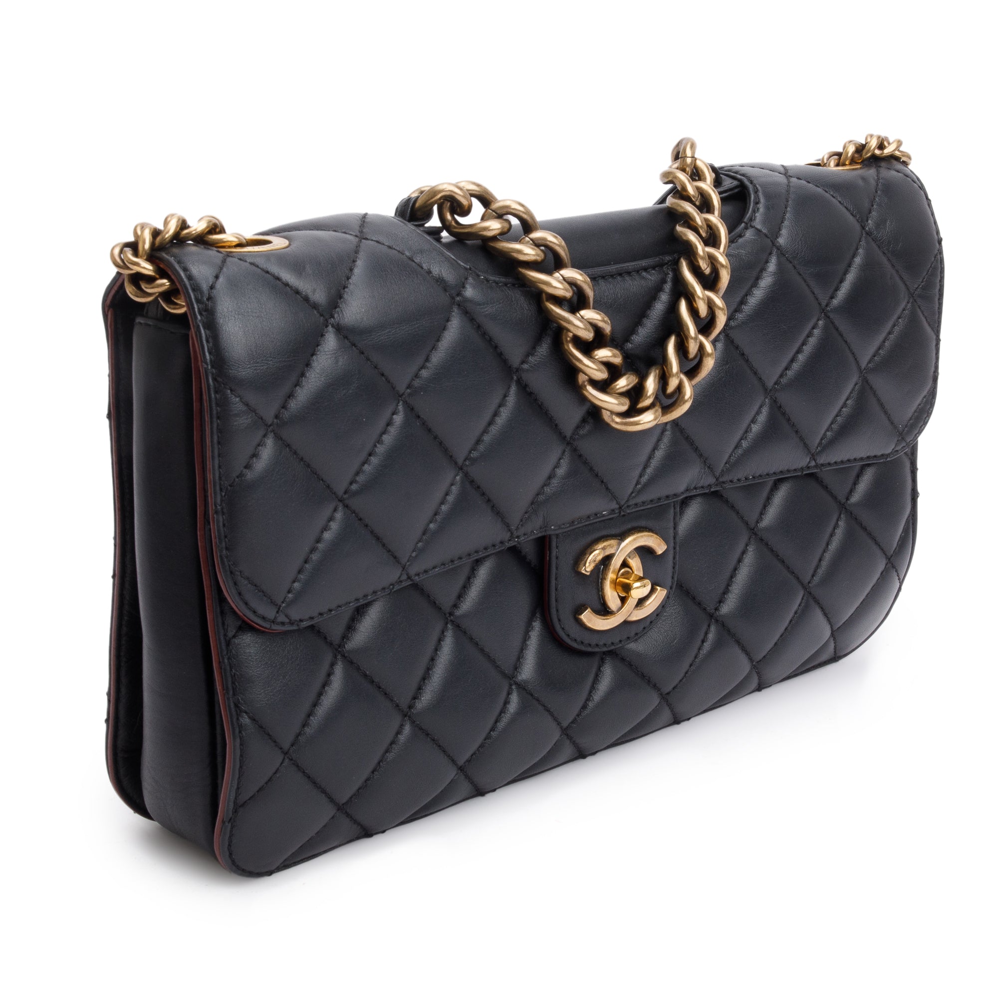 Chanel Black Lambskin Leather Large Perfect Edge Flap Bag