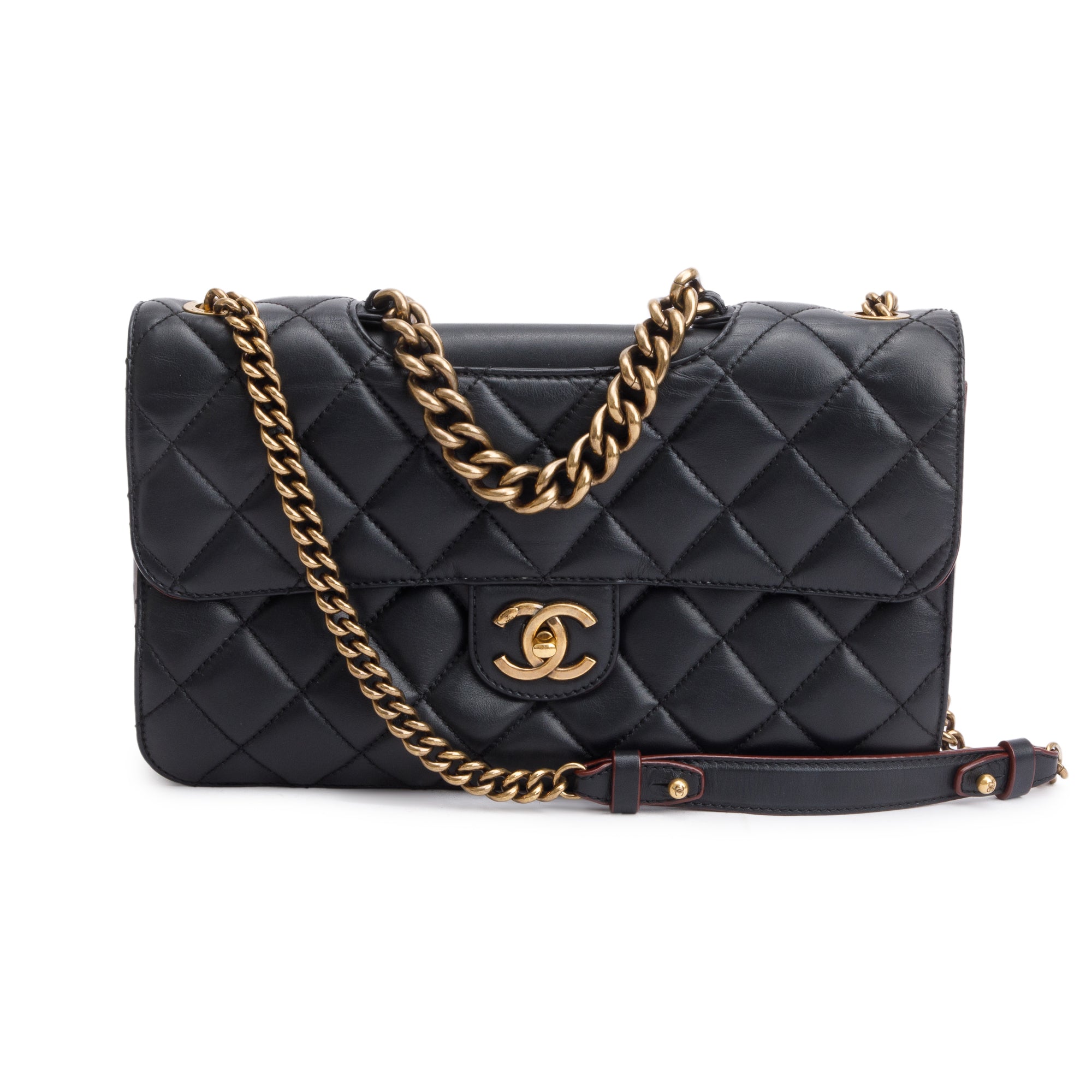 Chanel Black Lambskin Leather Large Perfect Edge Flap Bag