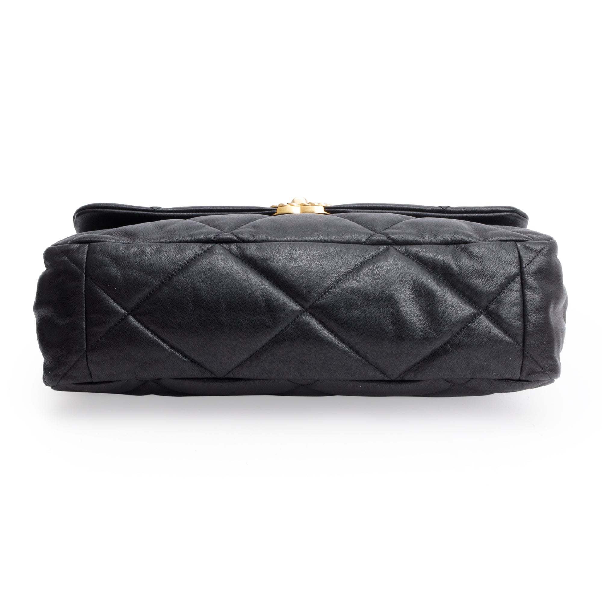 Chanel Black Lambskin Leather Maxi 19 Flap Bag w/ Authenticity Card