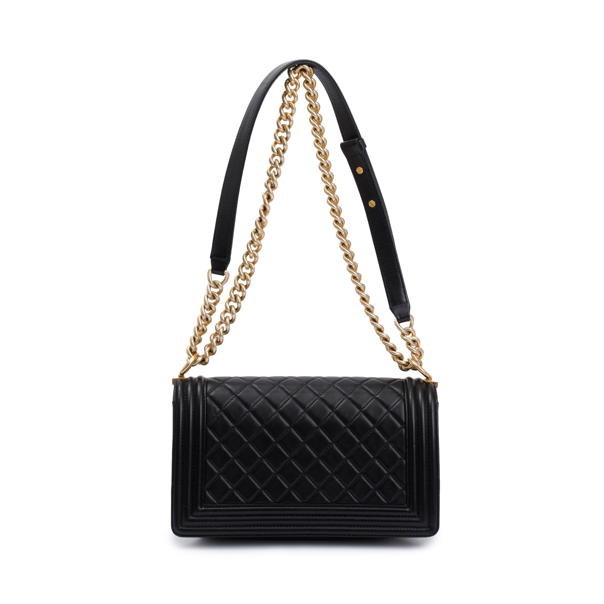 Chanel Black Lambskin Leather Medium Boy Bag w/ Box & Authenticity Card