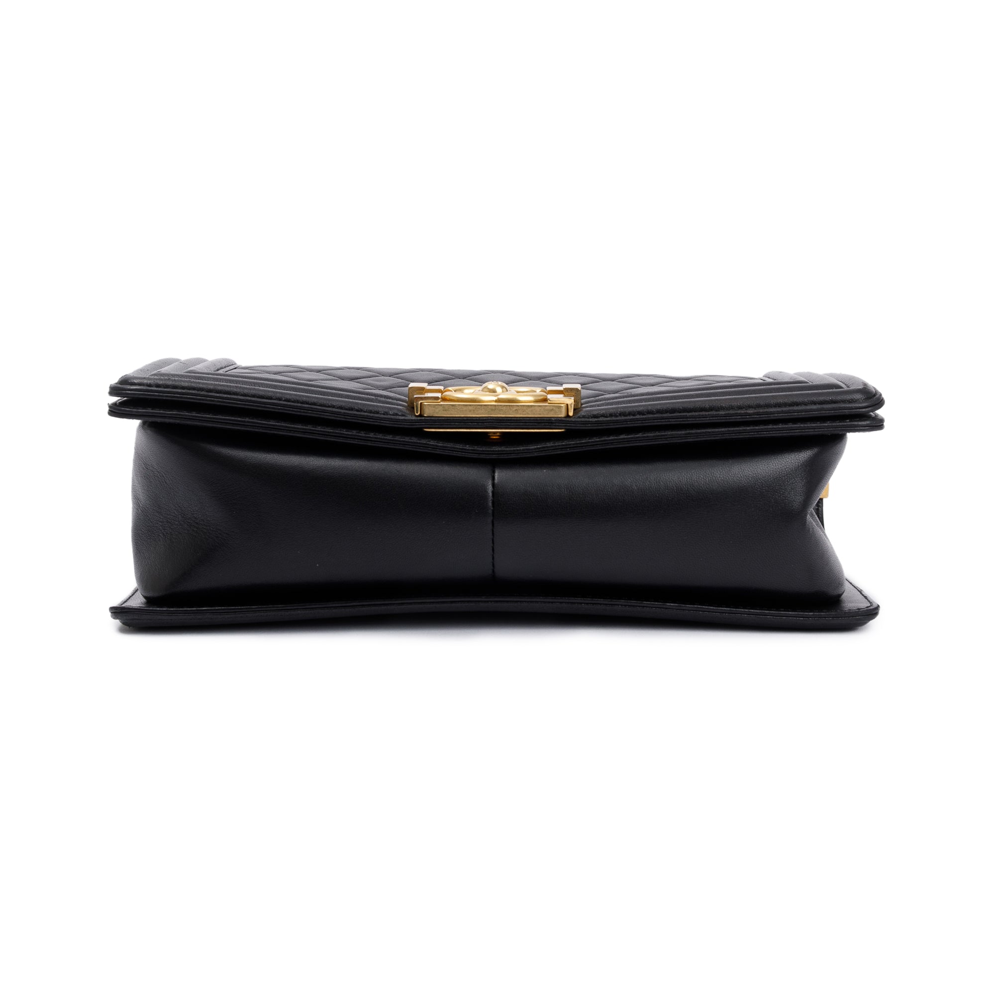 Chanel Black Lambskin Leather Medium Boy Bag w/ Box & Authenticity Card