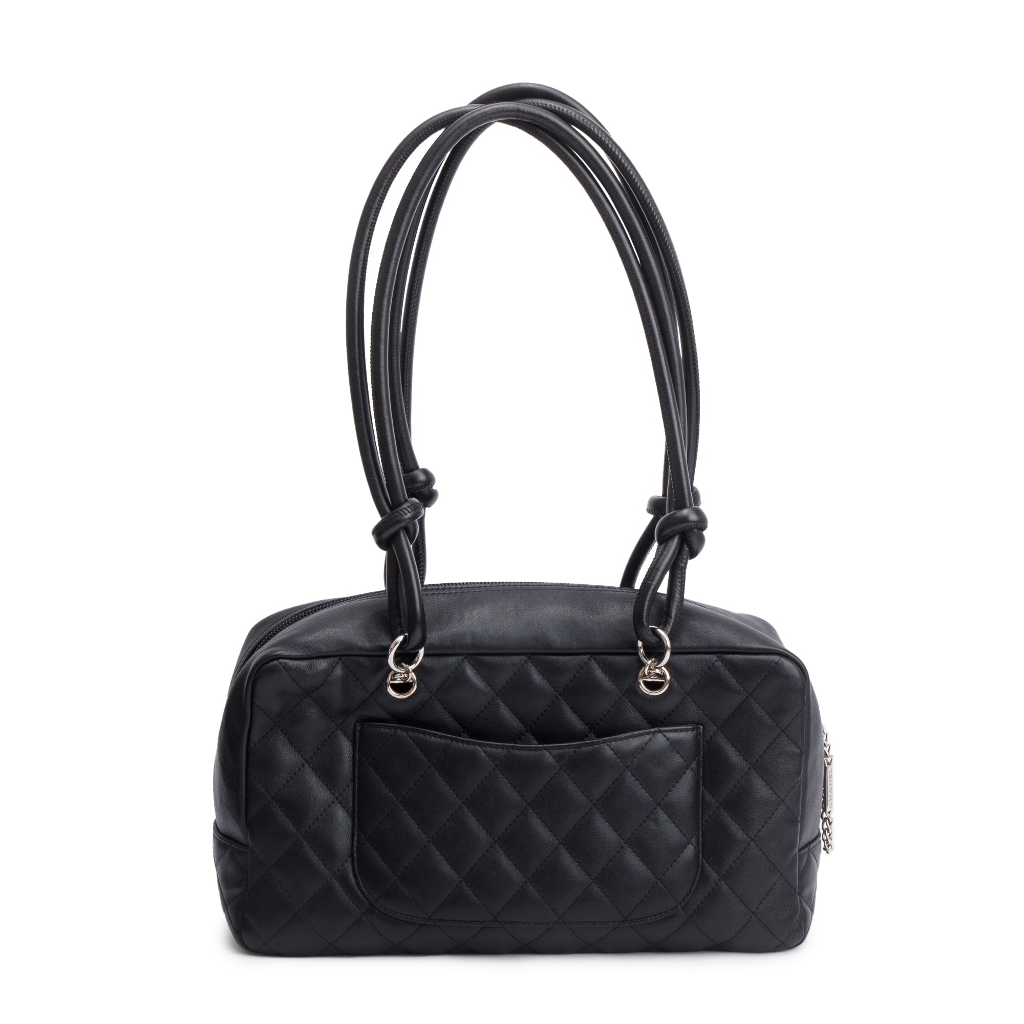 Chanel Black Lambskin Leather Medium Ligne Cambon Bowler Bag