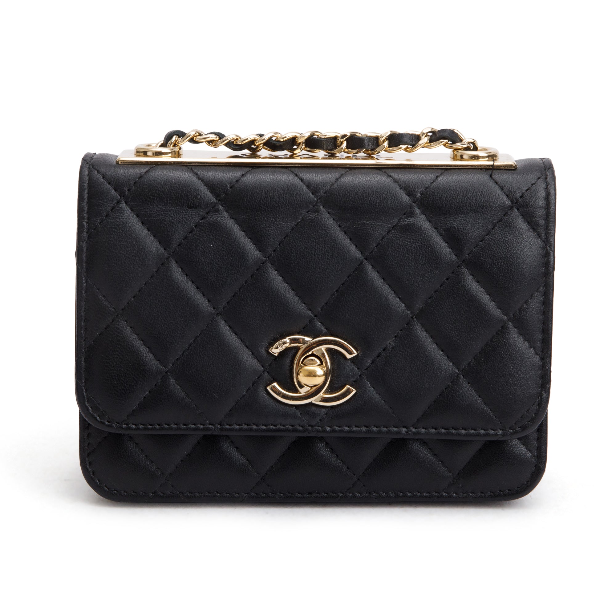 Chanel Black Lambskin Leather Mini Trendy CC Wallet on Chain