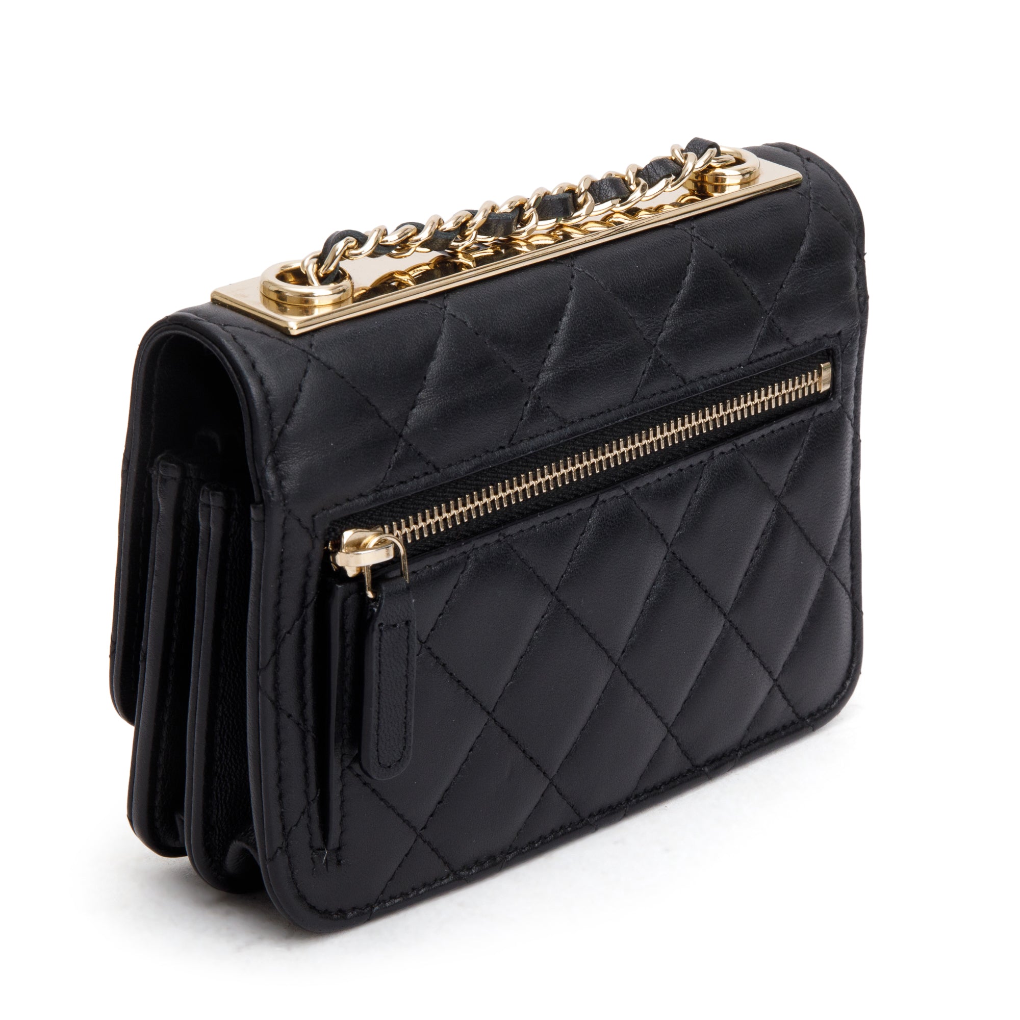 Chanel Black Lambskin Leather Mini Trendy CC Wallet on Chain
