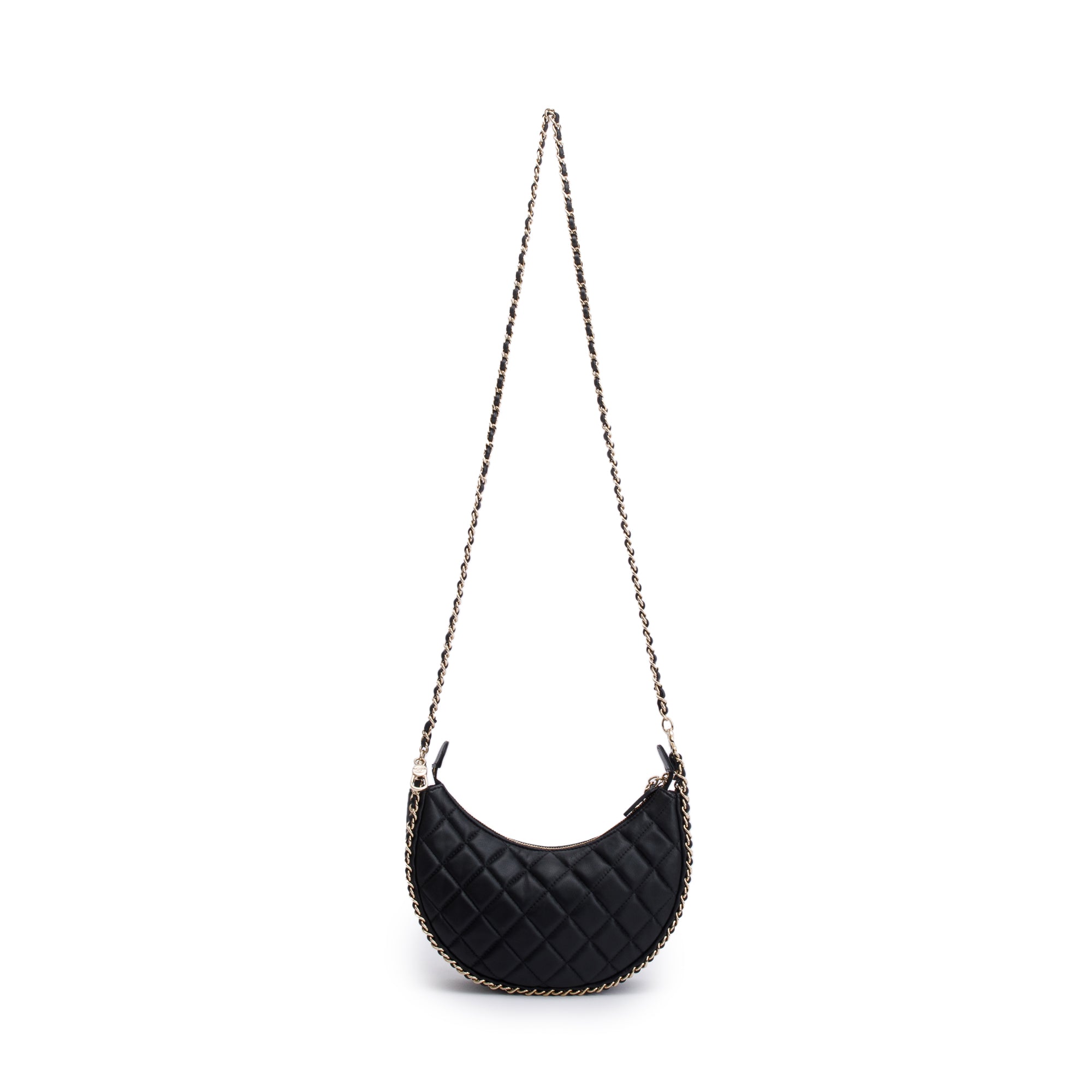 Chanel Black Lambskin Leather Small Chain Around Hobo Bag w/ Box