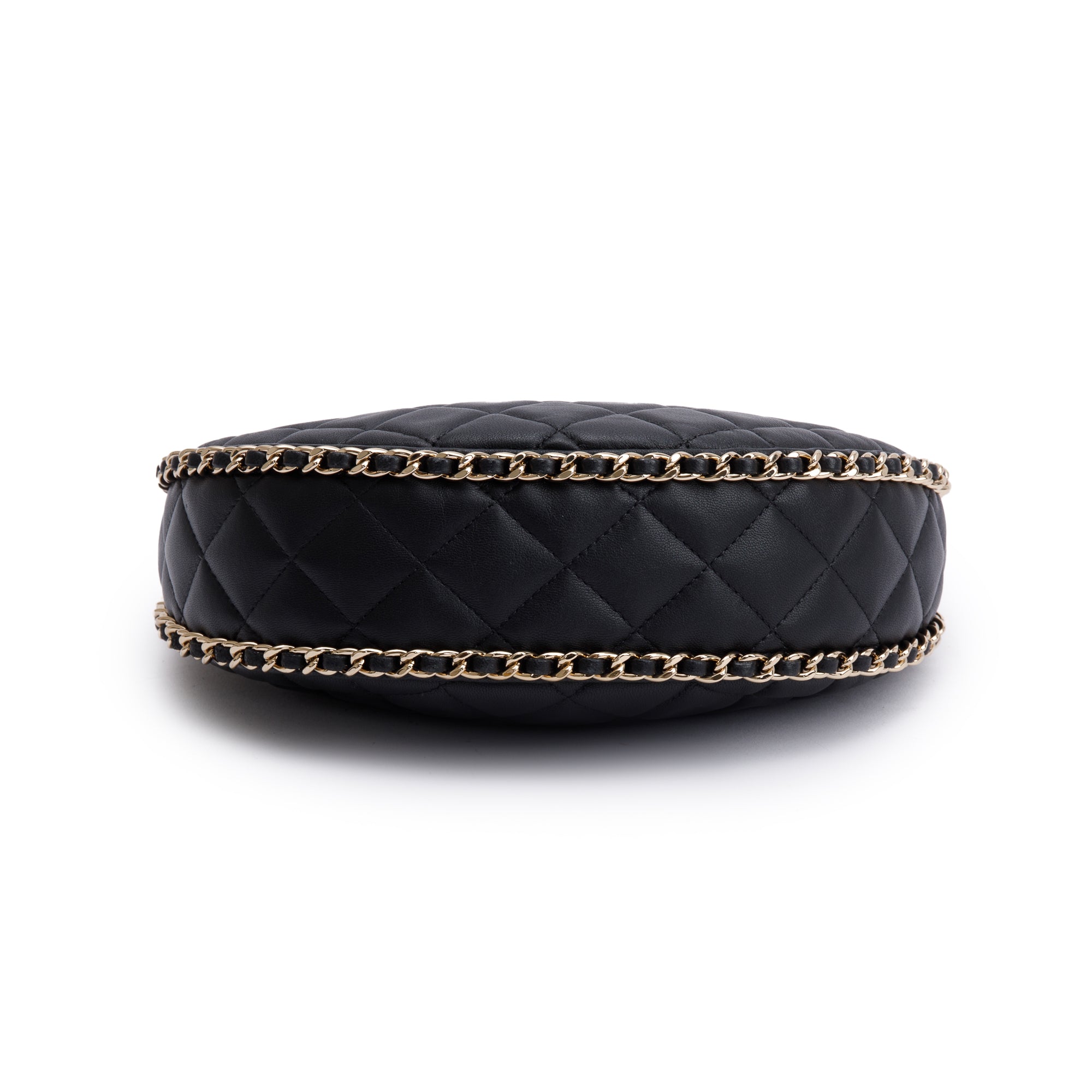 Chanel Black Lambskin Leather Small Chain Around Hobo Bag w/ Box