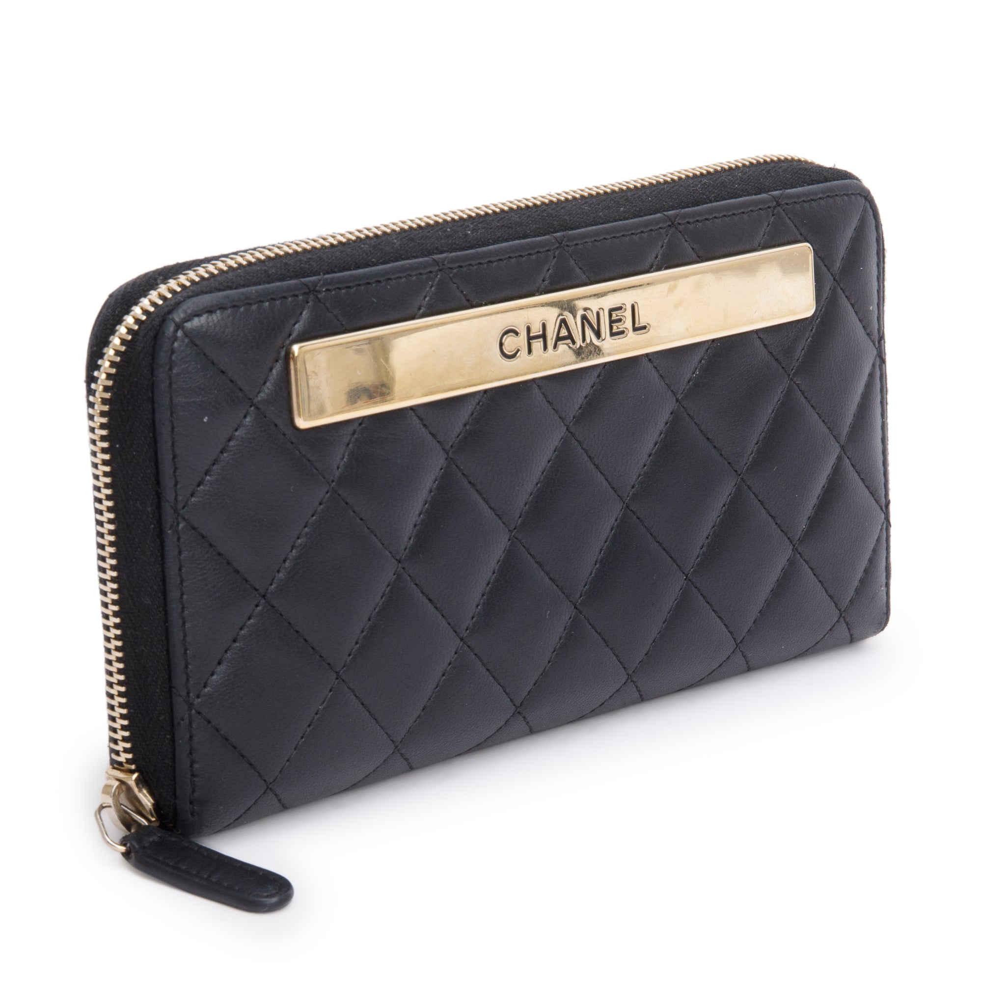 Chanel Black Lambskin Leather Trendy CC Large Gusset Zip Around Wallet w/ Box & Authenticity Card