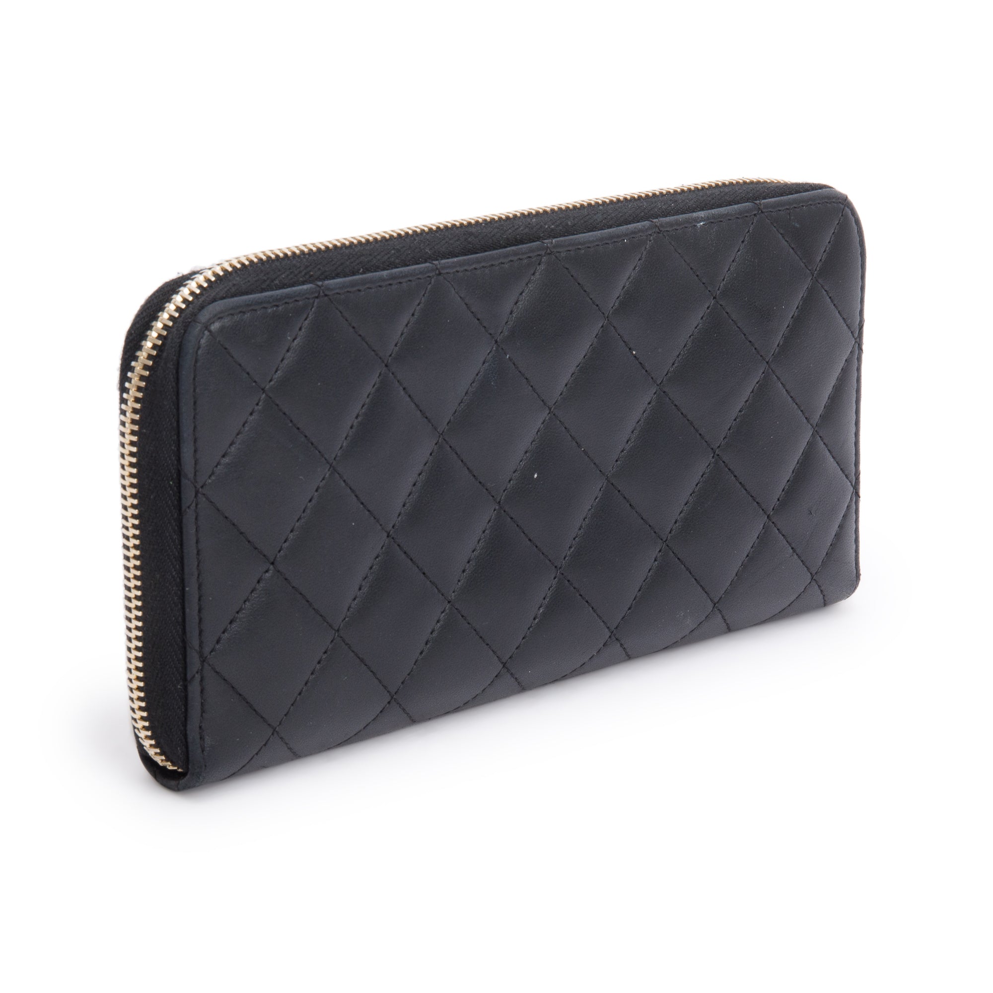 Chanel Black Lambskin Leather Trendy CC Large Gusset Zip Around Wallet w/ Box & Authenticity Card